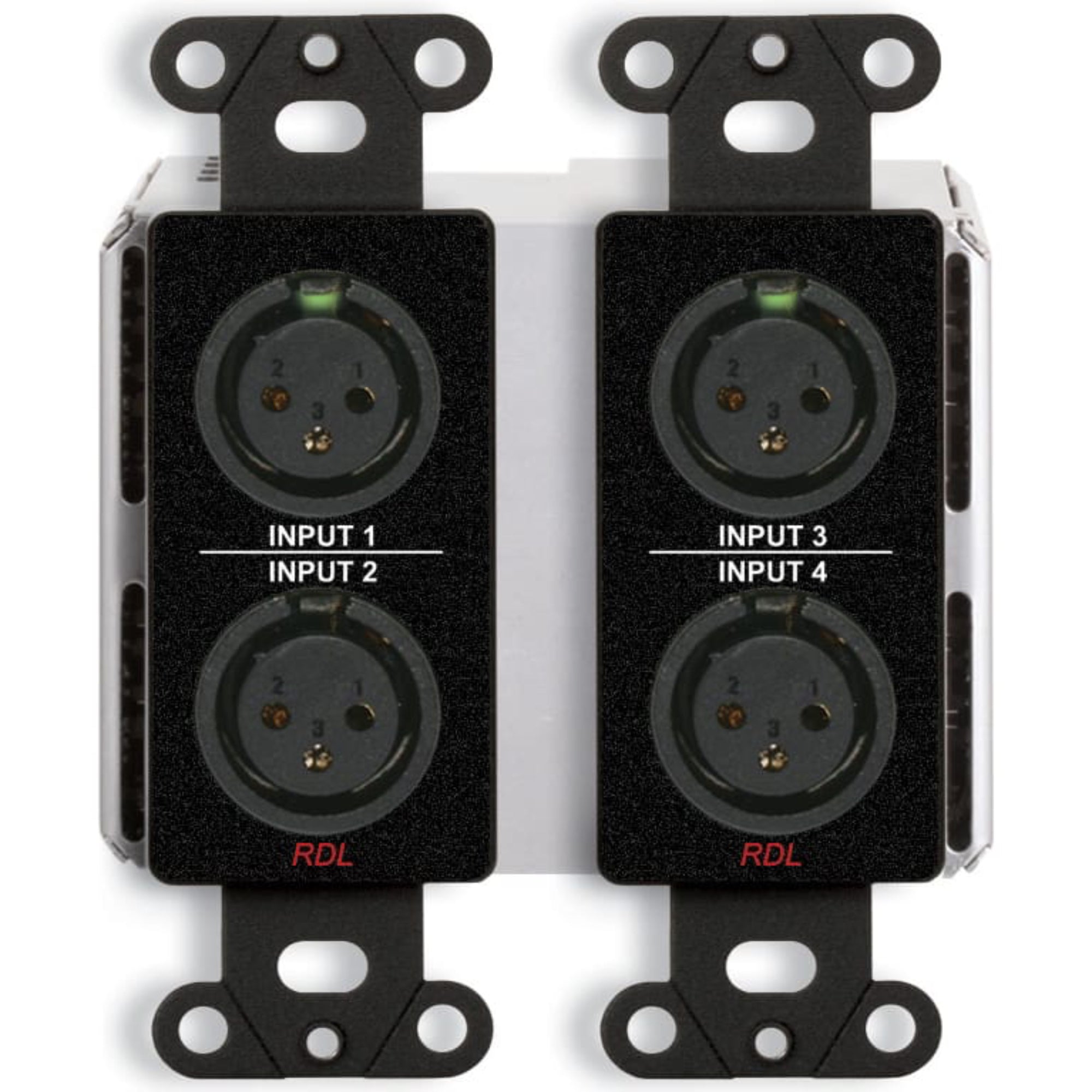 RDL DDB-BN40 Bi-Directional Mic/Line Dante Interface 4x2 on Decora Plate (Black)