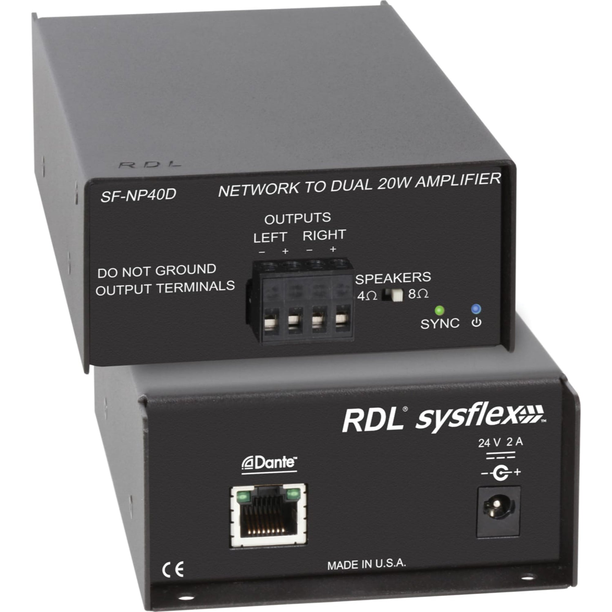 RDL SF-NP40D SysFlex Network to 40 W Stereo Power Amplifier