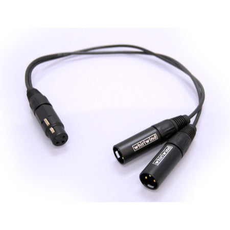 Whirlwind YX2M 1.5' Y-Adapter Cable; XLRF to 2 XLRM