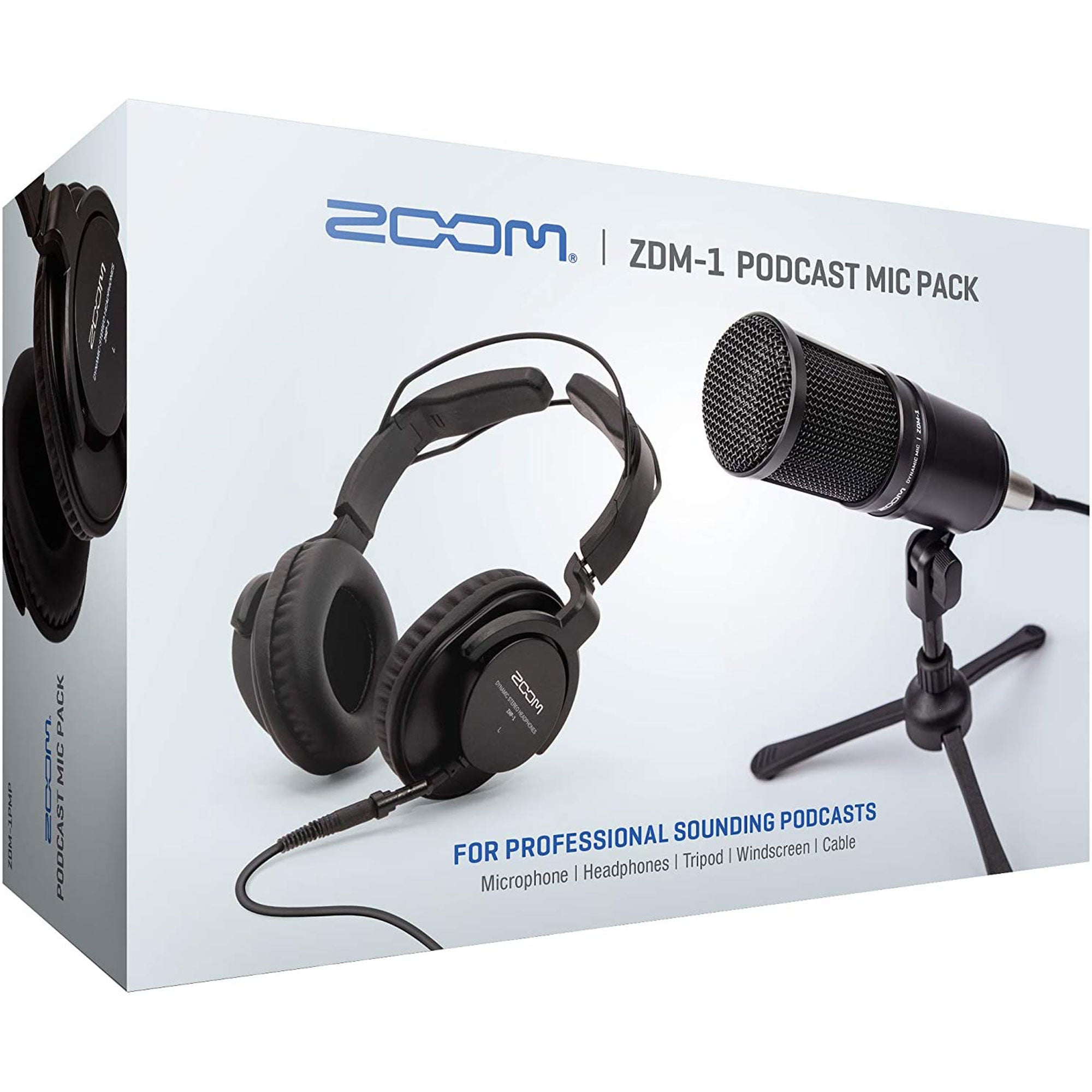 Zoom ZDM-1 Podcast Mic Pack with Headphones, Windscreen, Cables, and Tabletop Stand