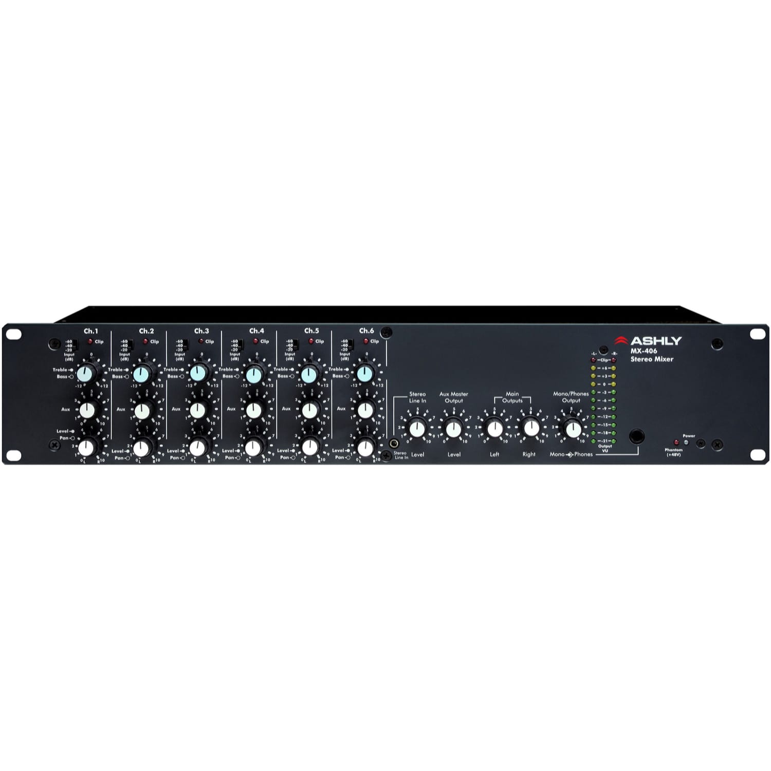 Ashly MX-406 Rackmount 6-Channel Stereo Mic/Line Mixer with EQ