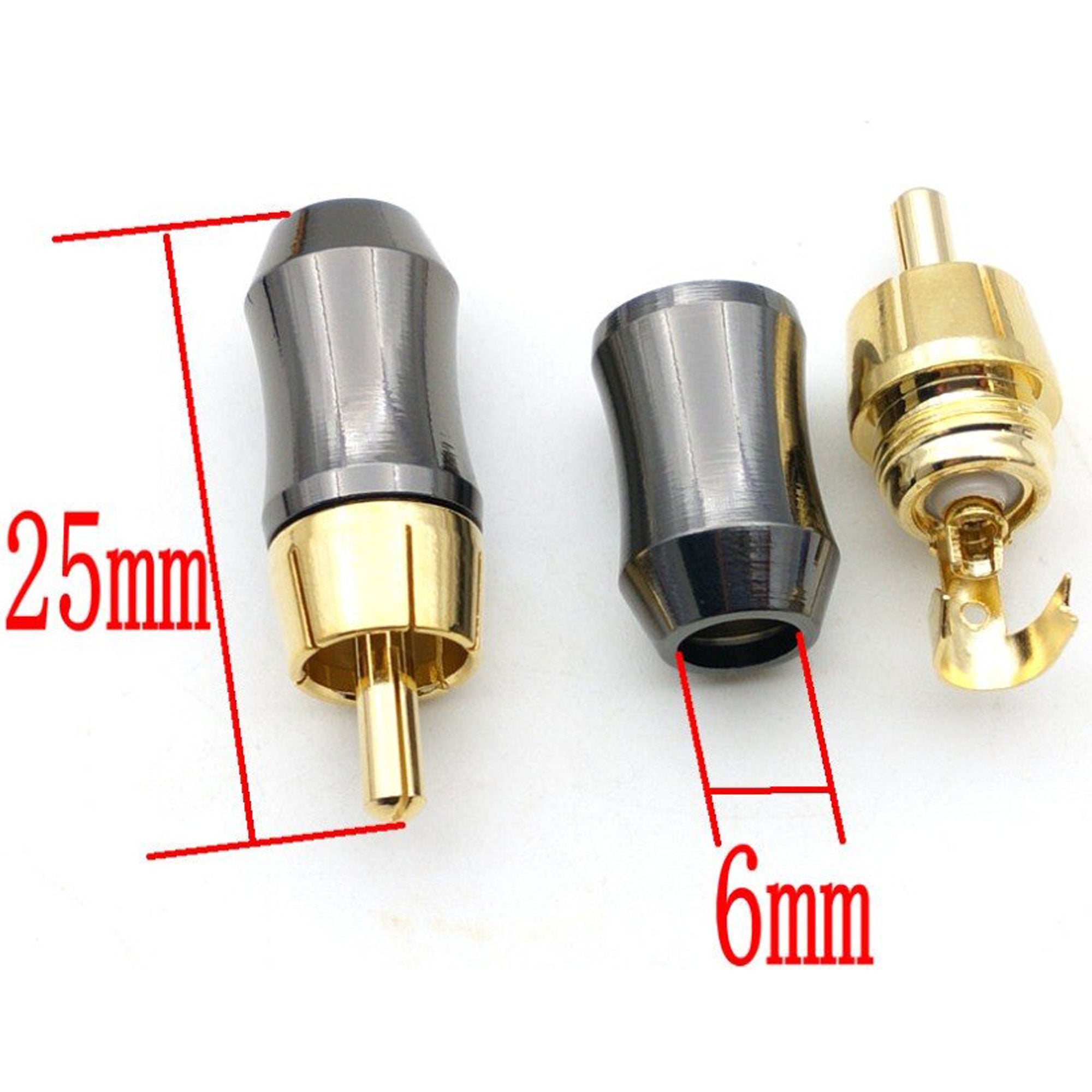 Performance Audio Gold Plated Brass RCA Connector (Black Chrome, Straight)