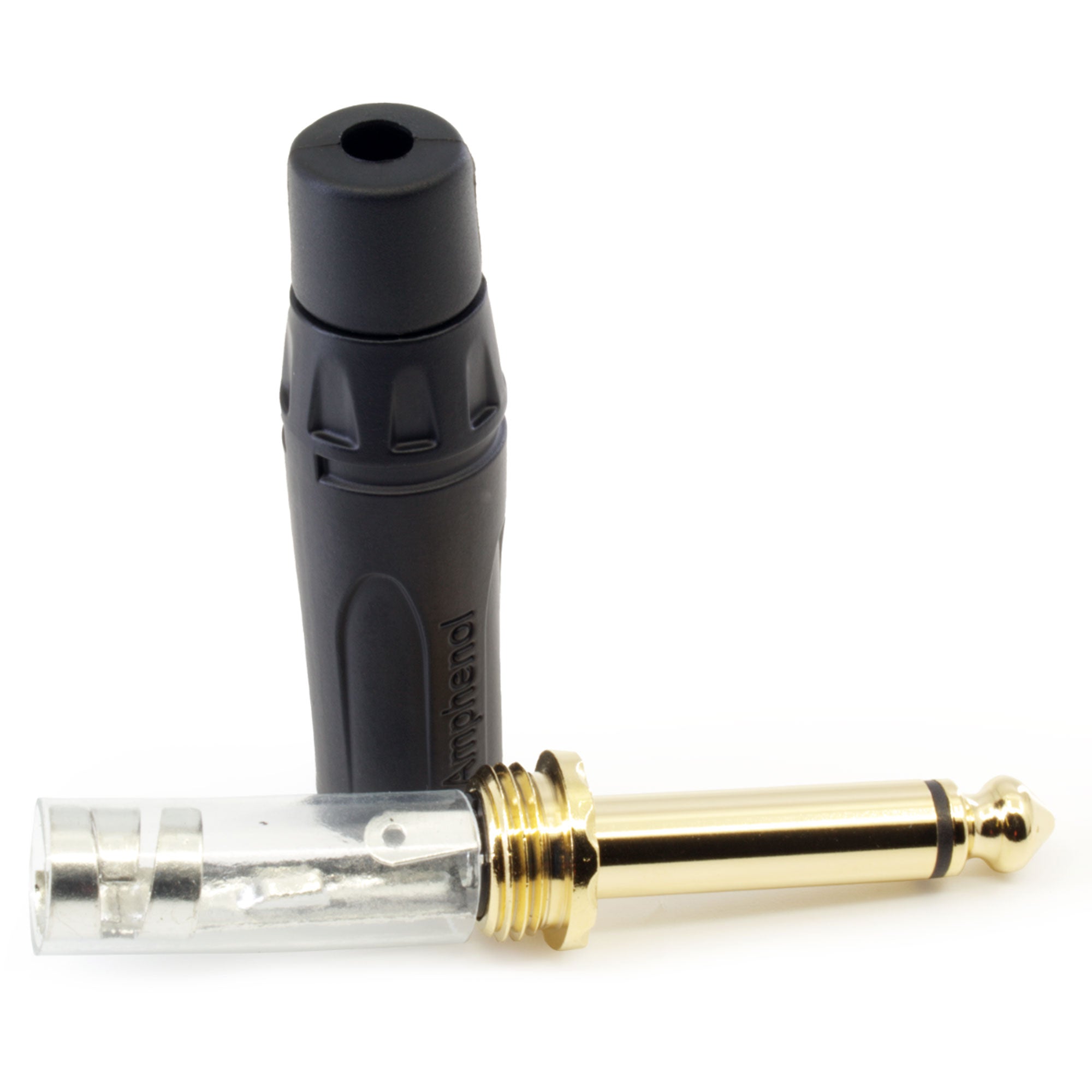 Amphenol ACPM-KB-AU Professional 1/4" TS Mono Phone Plug (Black/Gold, 10 Pack)