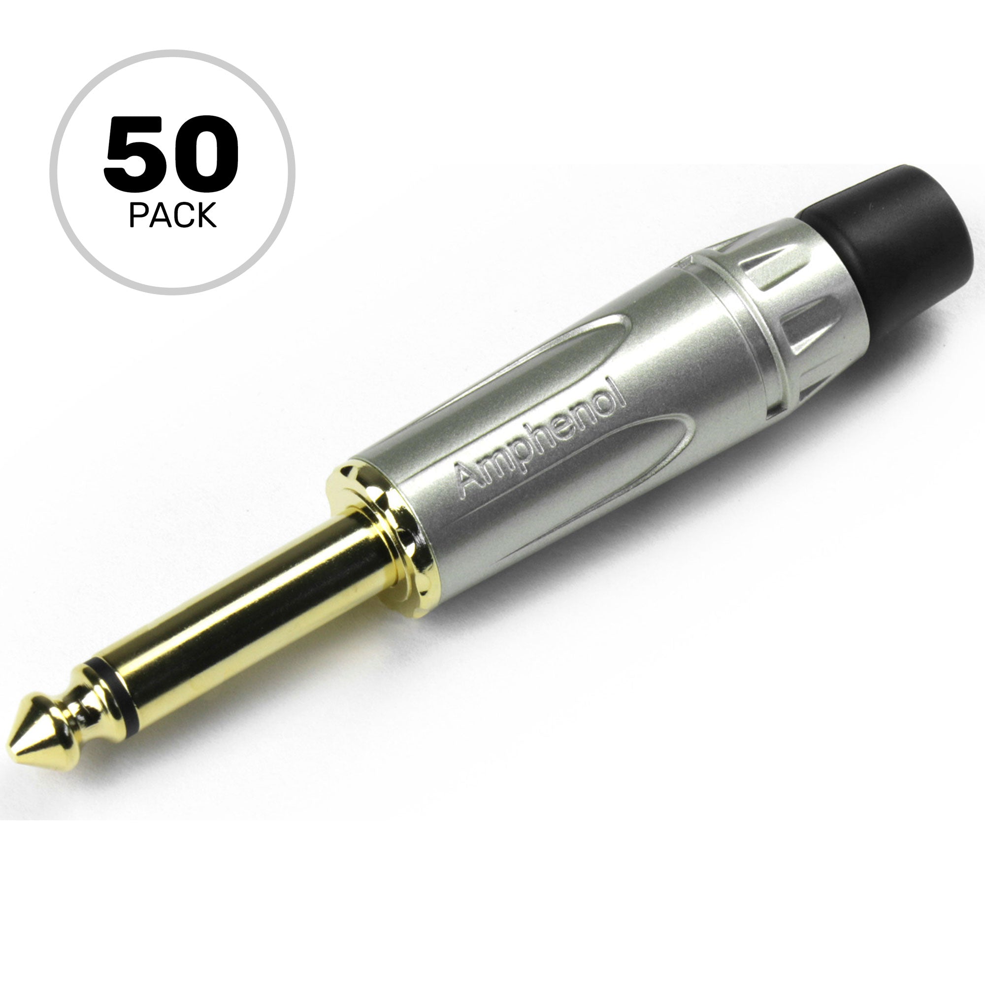 Amphenol ACPM-KN-AU Professional 1/4" TS Mono Phone Plug (Nickel/Gold, 50 Pack)