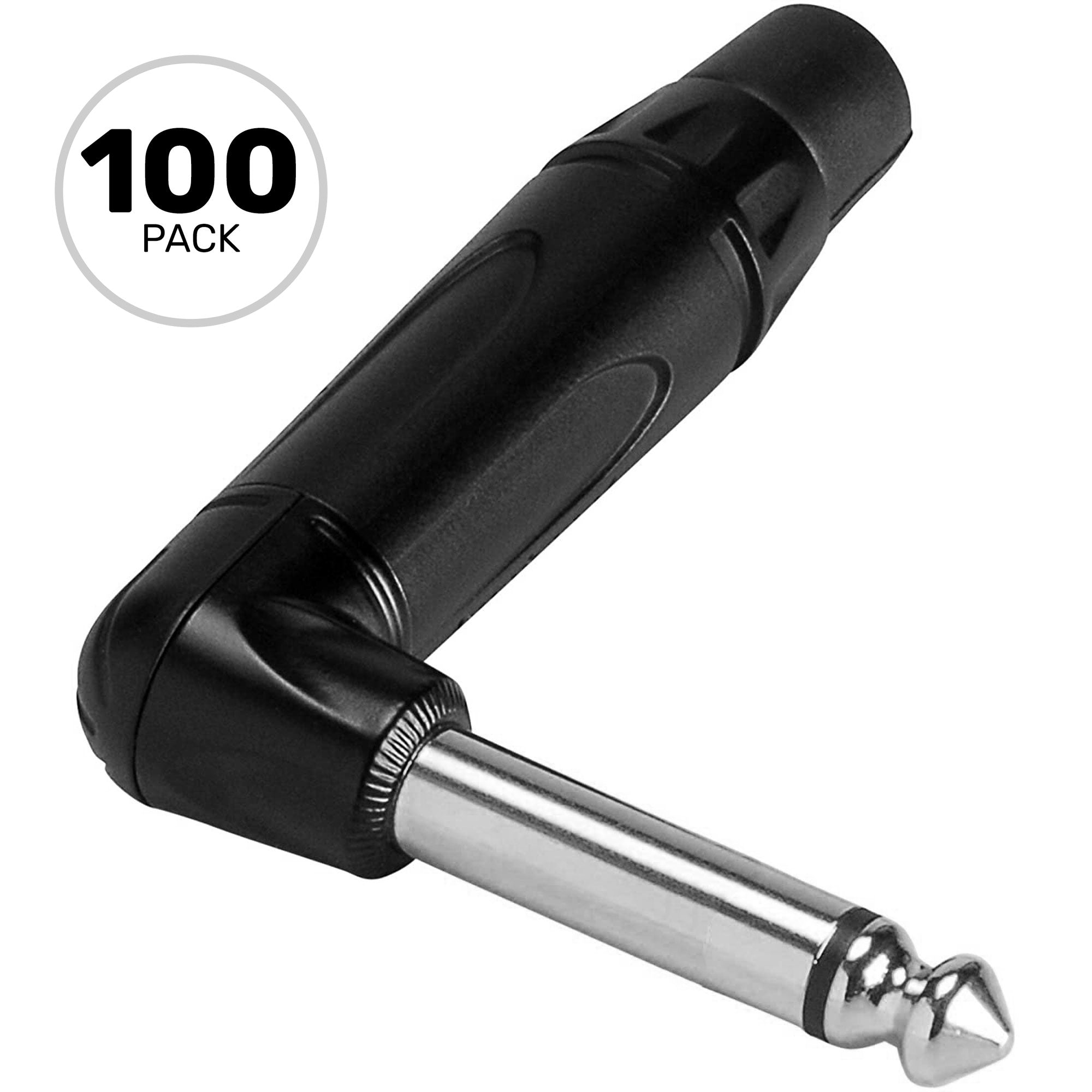 Amphenol ACPM-TB Professional Right-Angle 1/4" TS Mono Phone Plug (Black/Silver, Box of 100)