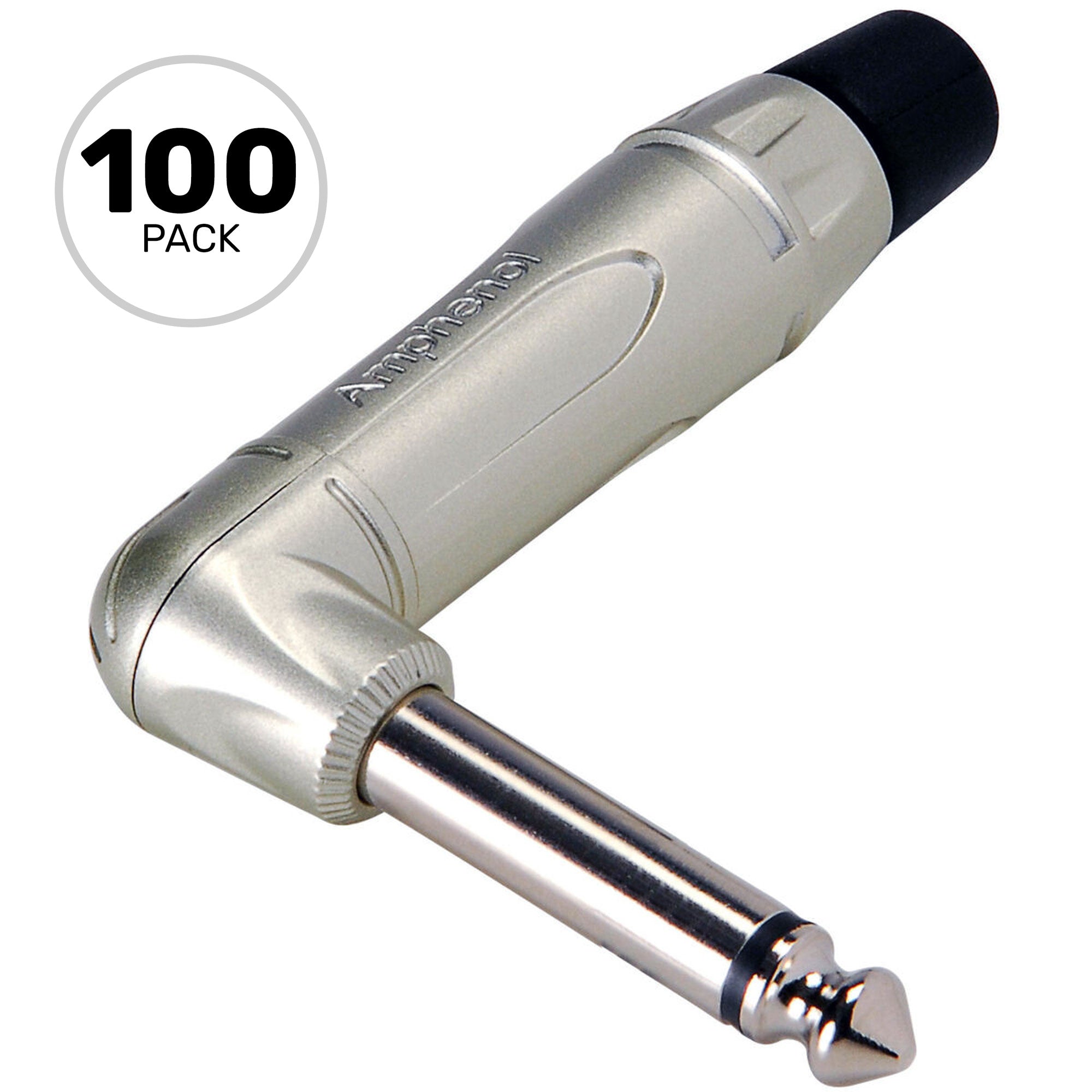 Amphenol ACPM-TN Professional Right-Angle 1/4" TS Mono Phone Plug (Nickel/Silver, Box of 100)