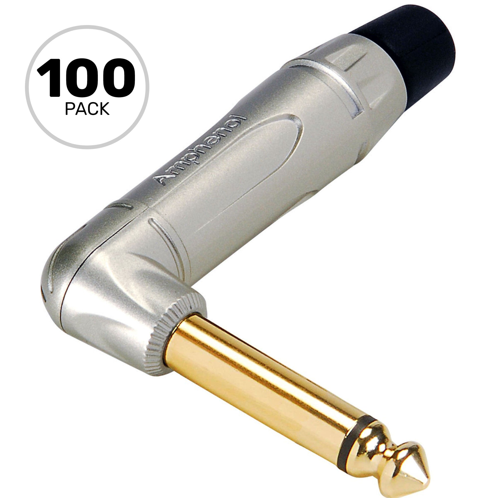 Amphenol ACPM-TN-AU Professional Right-Angle 1/4" TS Mono Phone Plug (Nickel/Gold, Box of 100)