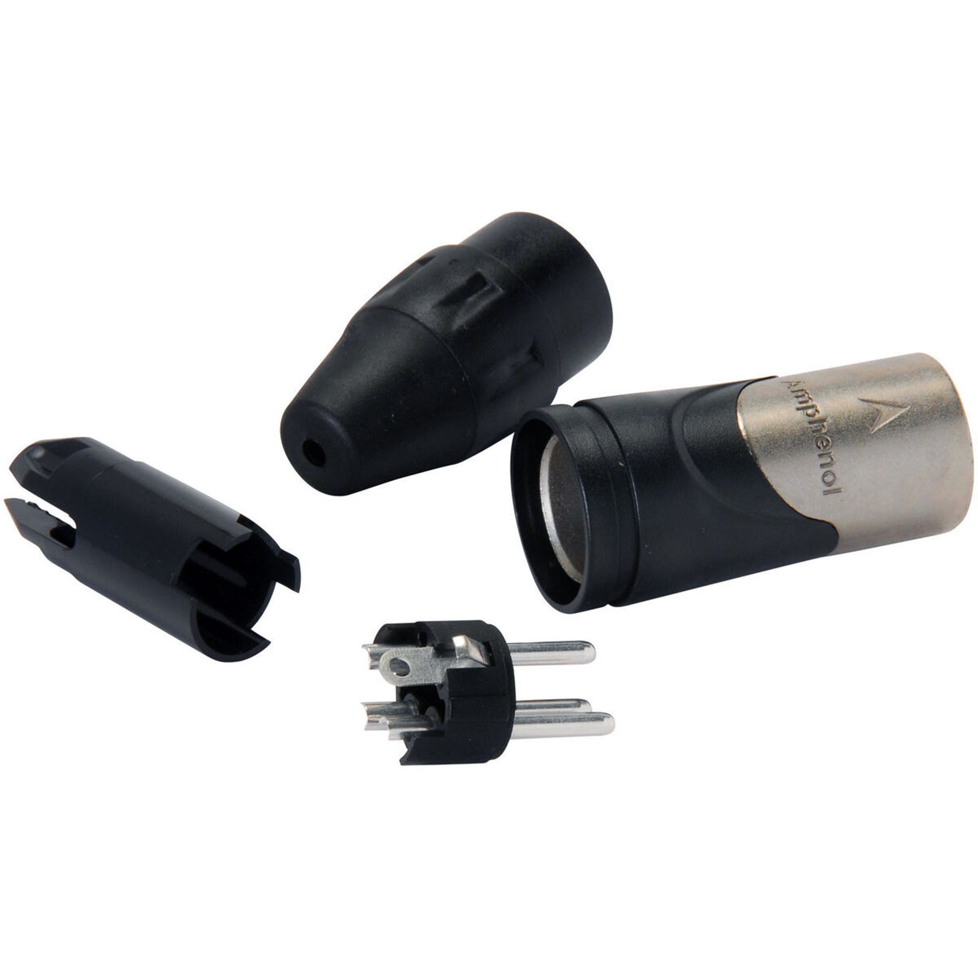 Amphenol AX3M Male 3-Pin XLR Cable Mount Connector with Diecast Shell (Nickel, 10 Pack)