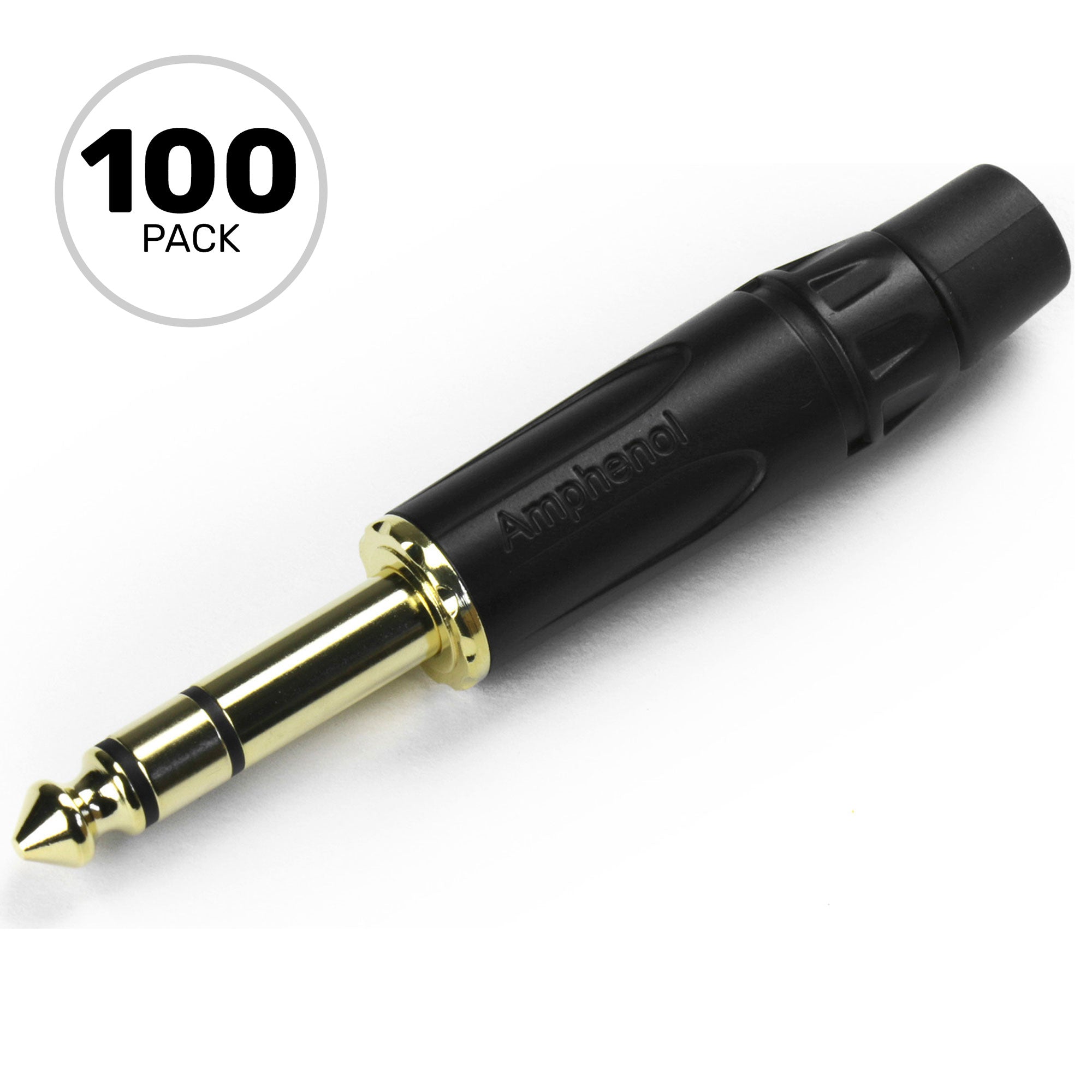 Amphenol ACPS-KB-AU Professional 1/4" TRS Stereo Phone Plug (Black/Gold, Box of 100)