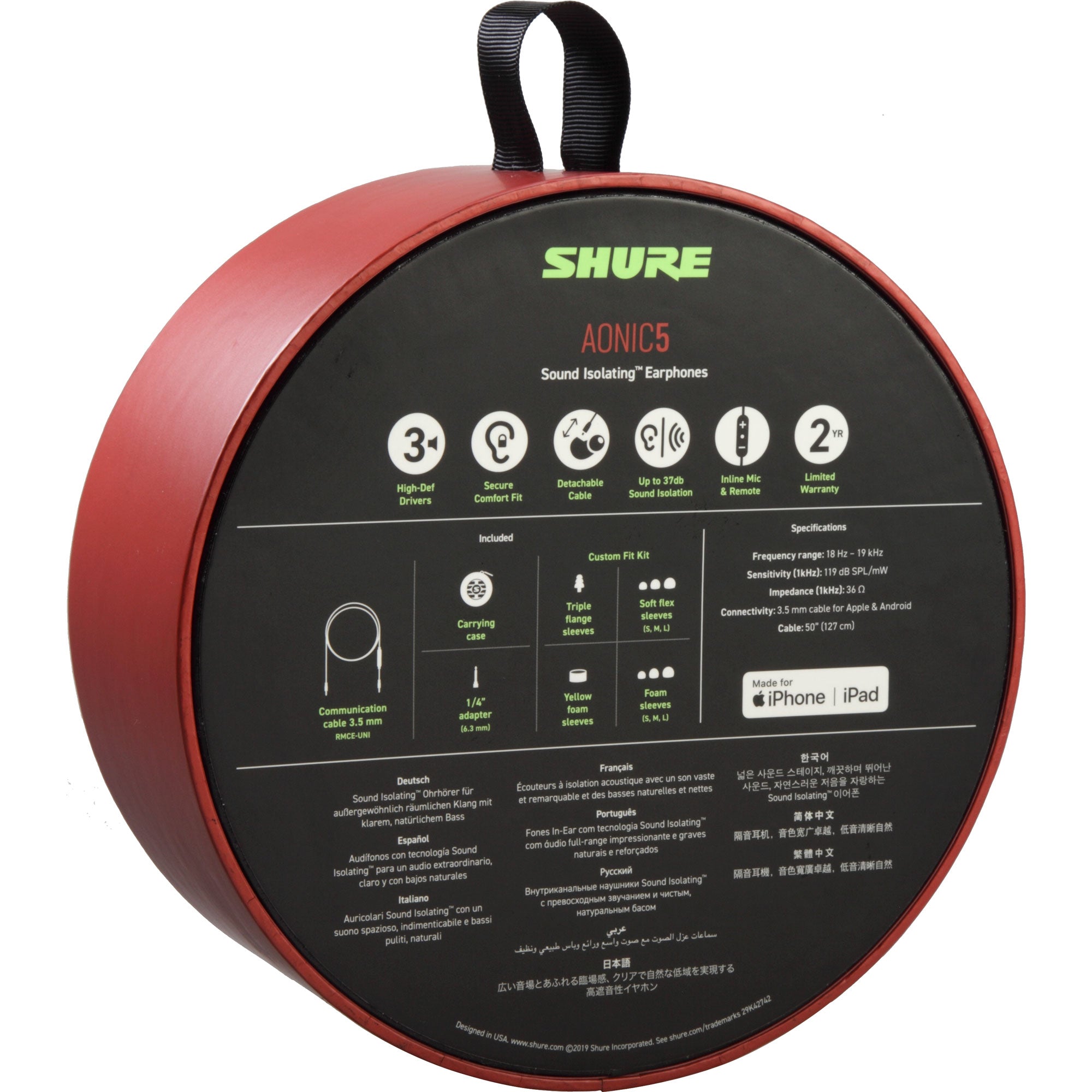 Shure AONIC 5 Sound Isolating Earphones (Clear)