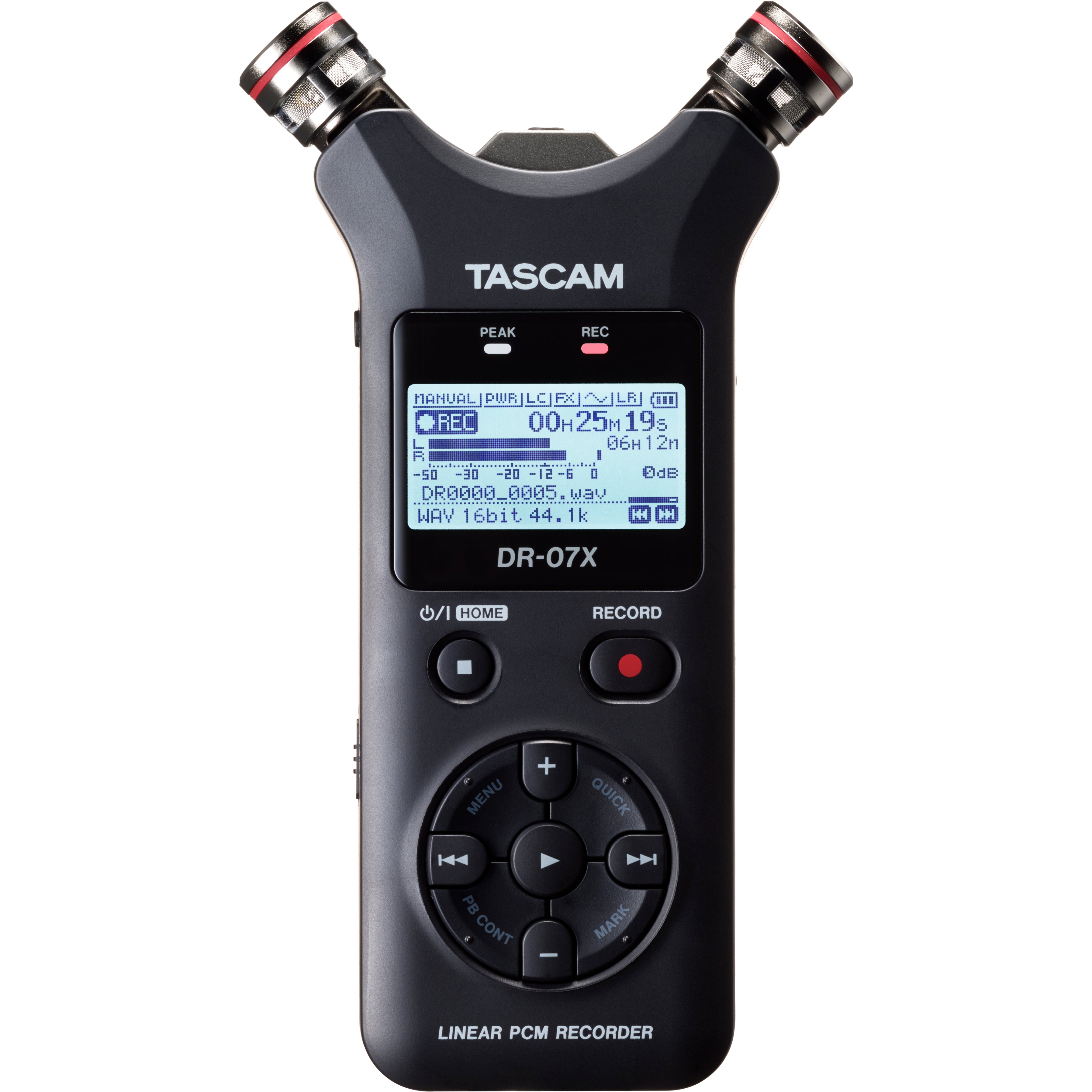 Tascam DR-07X 2-Input / 2-Track Portable Audio Recorder with Onboard Adjustable Stereo Microphone
