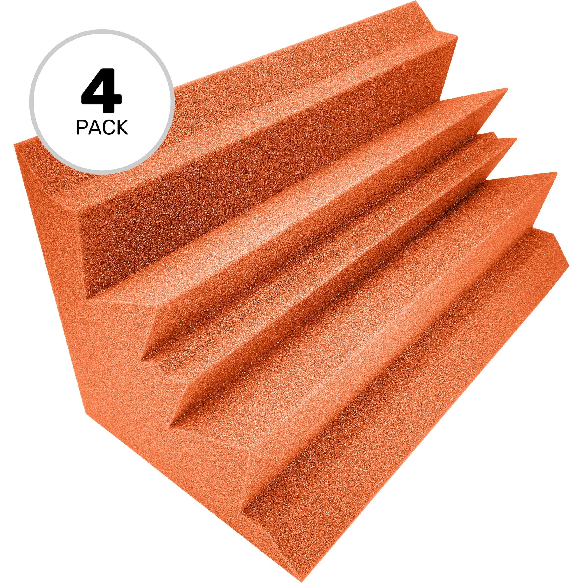 Performance Audio 12" x 12" x 24" Corner Acoustic Foam Bass Trap (Orange, 4 Pack)