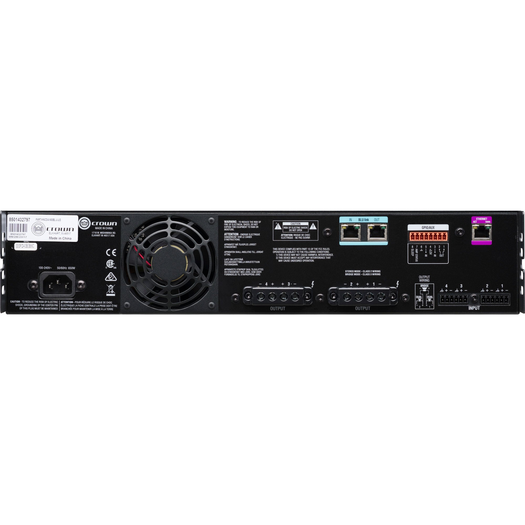 Crown CDi DriveCore 4|600BL 4-Channel Power Amplifier with BLU Link (600W)