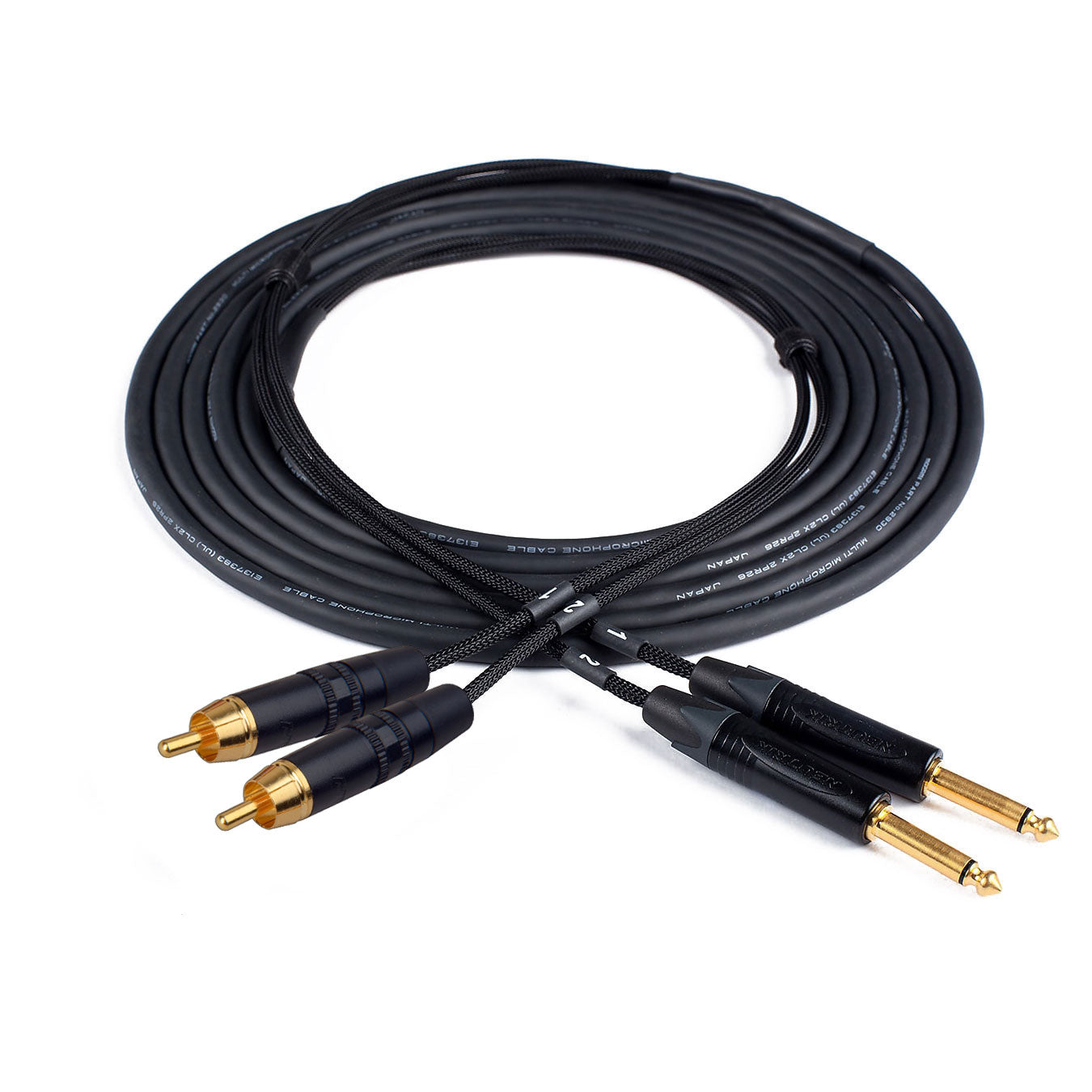 Custom Cables 2-Channel Audio Snake Made from Mogami W2930 & Pro Connectors (RCA to 1/4" TS)
