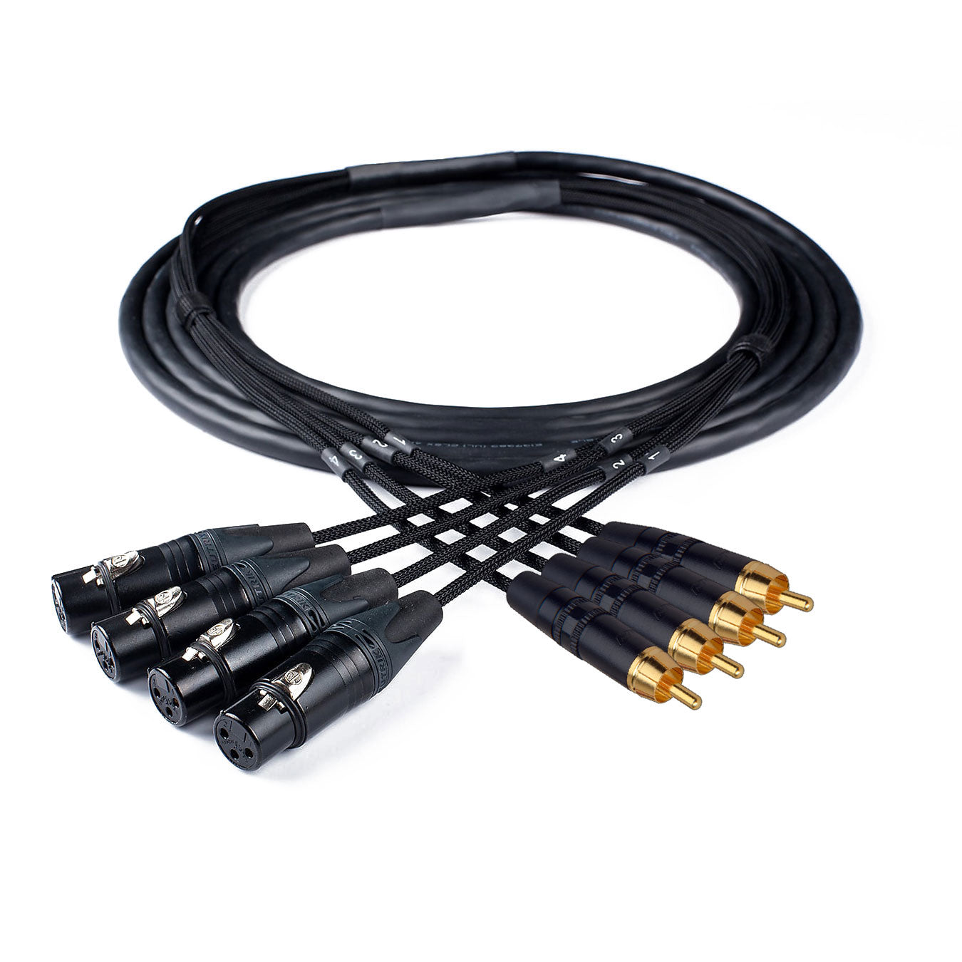 Custom Cables 4-Channel Audio Snake Made from Canare MS202 & Pro Connectors (XLR to RCA)