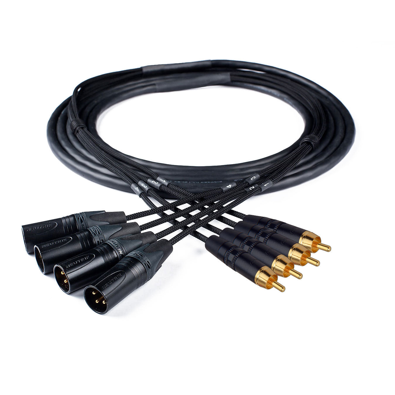 Custom Cables 4-Channel Audio Snake Made from Mogami W2931 & Pro Connectors (XLR to RCA)