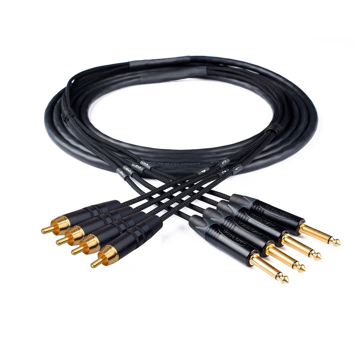 Custom Cables 4-Channel Audio Snake Made from Canare MS202 & Pro Connectors (RCA to 1/4" TS)