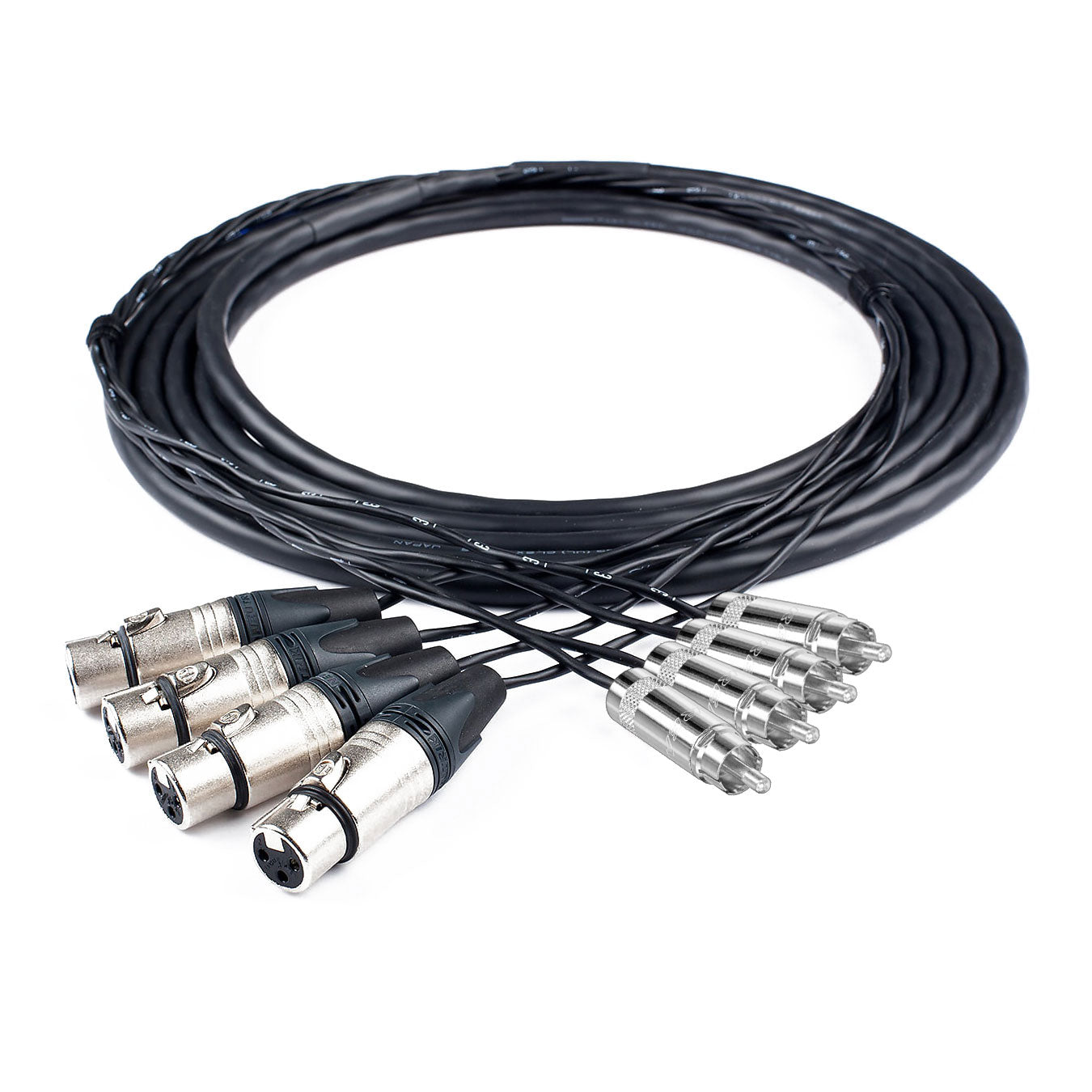 Custom Cables 4-Channel Audio Snake Made from Canare MS202 & Pro Connectors (XLR to RCA)