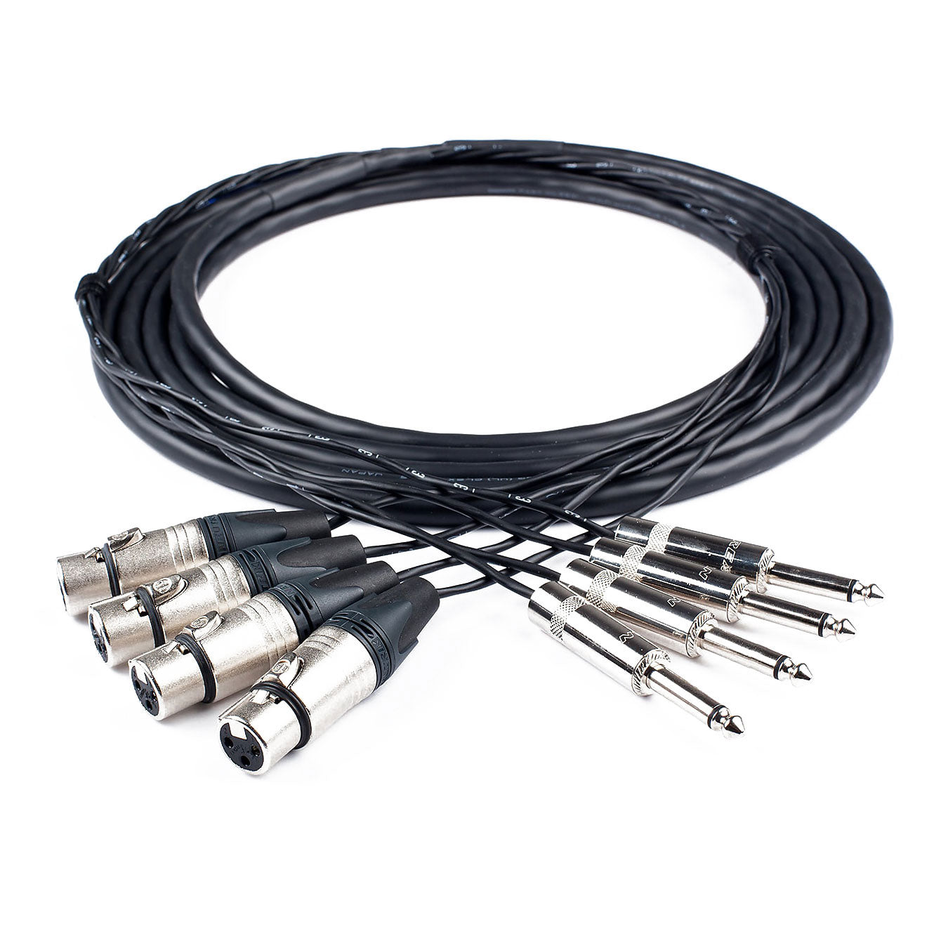 Custom Cables 4-Channel Audio Snake Made from Mogami W2931 & Pro Connectors (XLR to 1/4" TS)