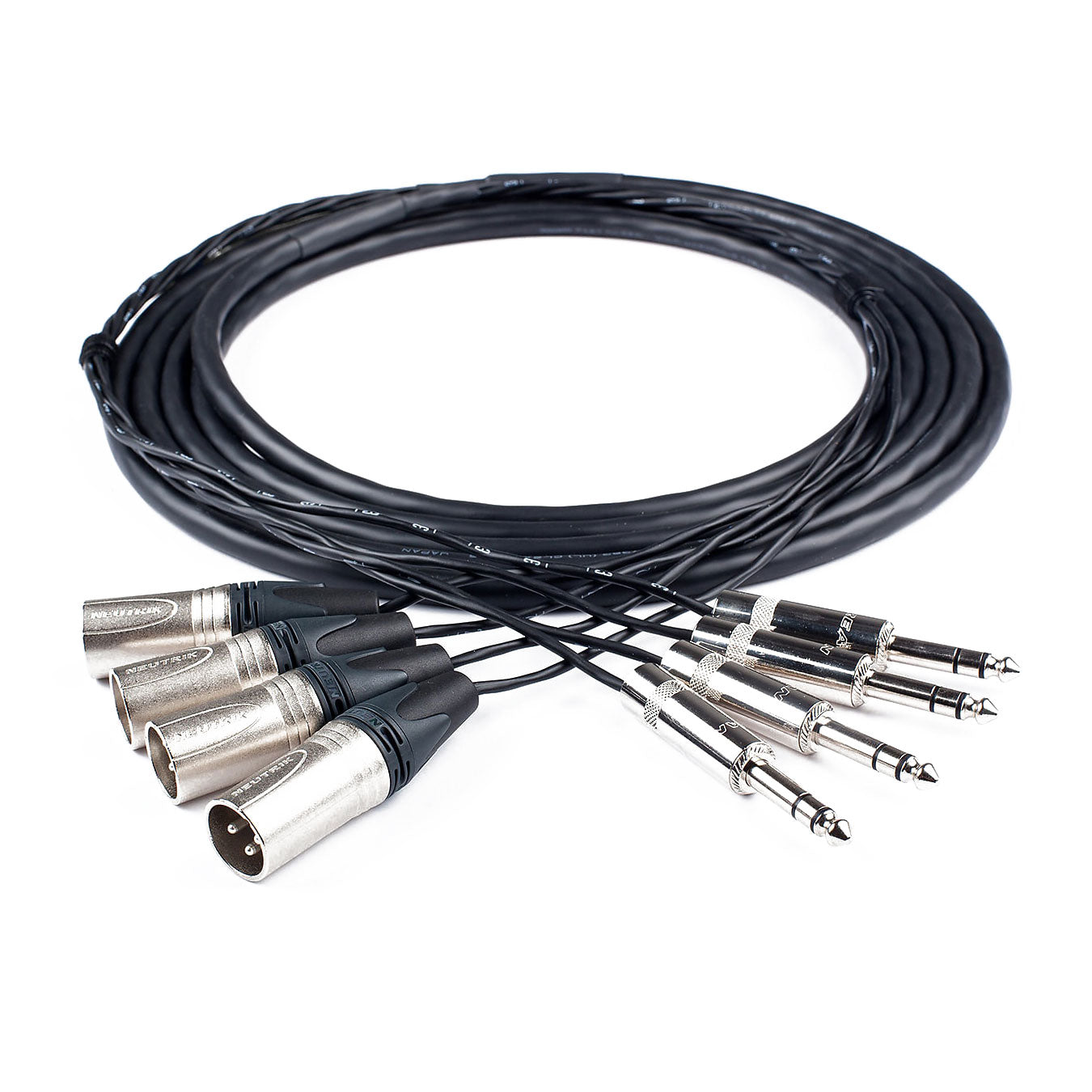 Custom Cables 4-Channel Audio Snake Made from Canare MS202 & Pro Connectors (XLR to 1/4" TRS)