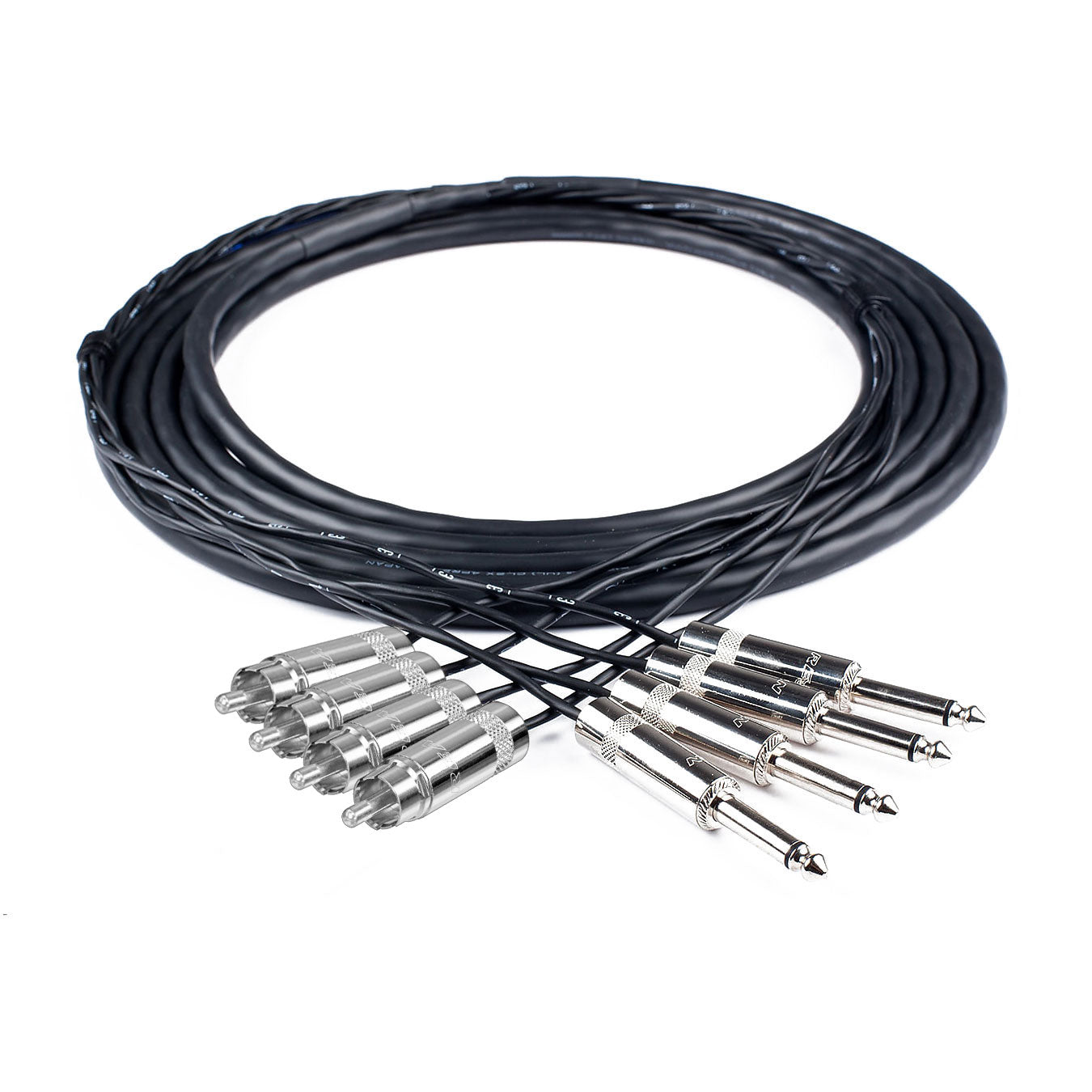 Custom Cables 4-Channel Audio Snake Made from Mogami W2931 & Pro Connectors (RCA to 1/4" TS)