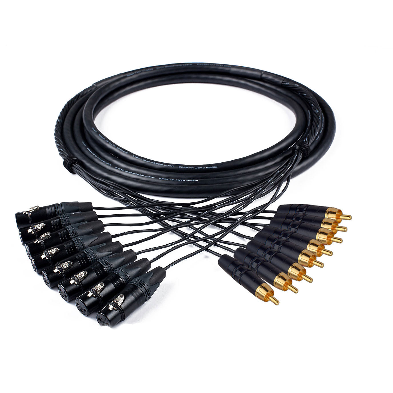 Custom Cables 8-Channel Audio Snake Made from Canare MS202 & Pro Connectors (XLR to RCA)