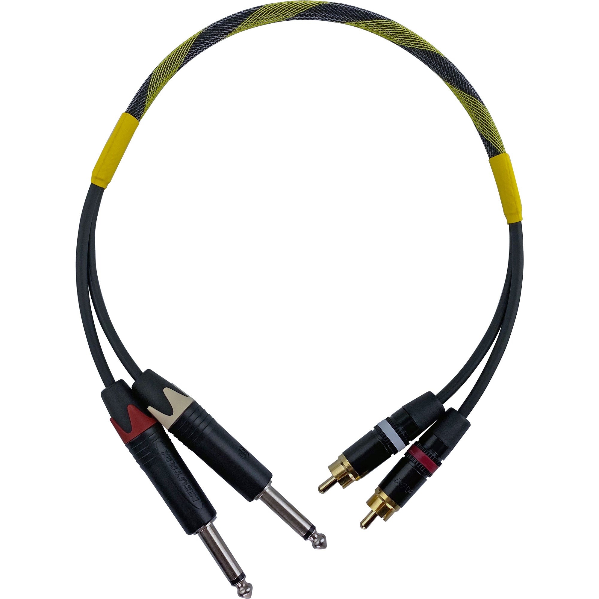 Custom Cables Dual RCA to 1/4" TS Analog Audio Cable Made from Mogami W2528 & Premium Connectors