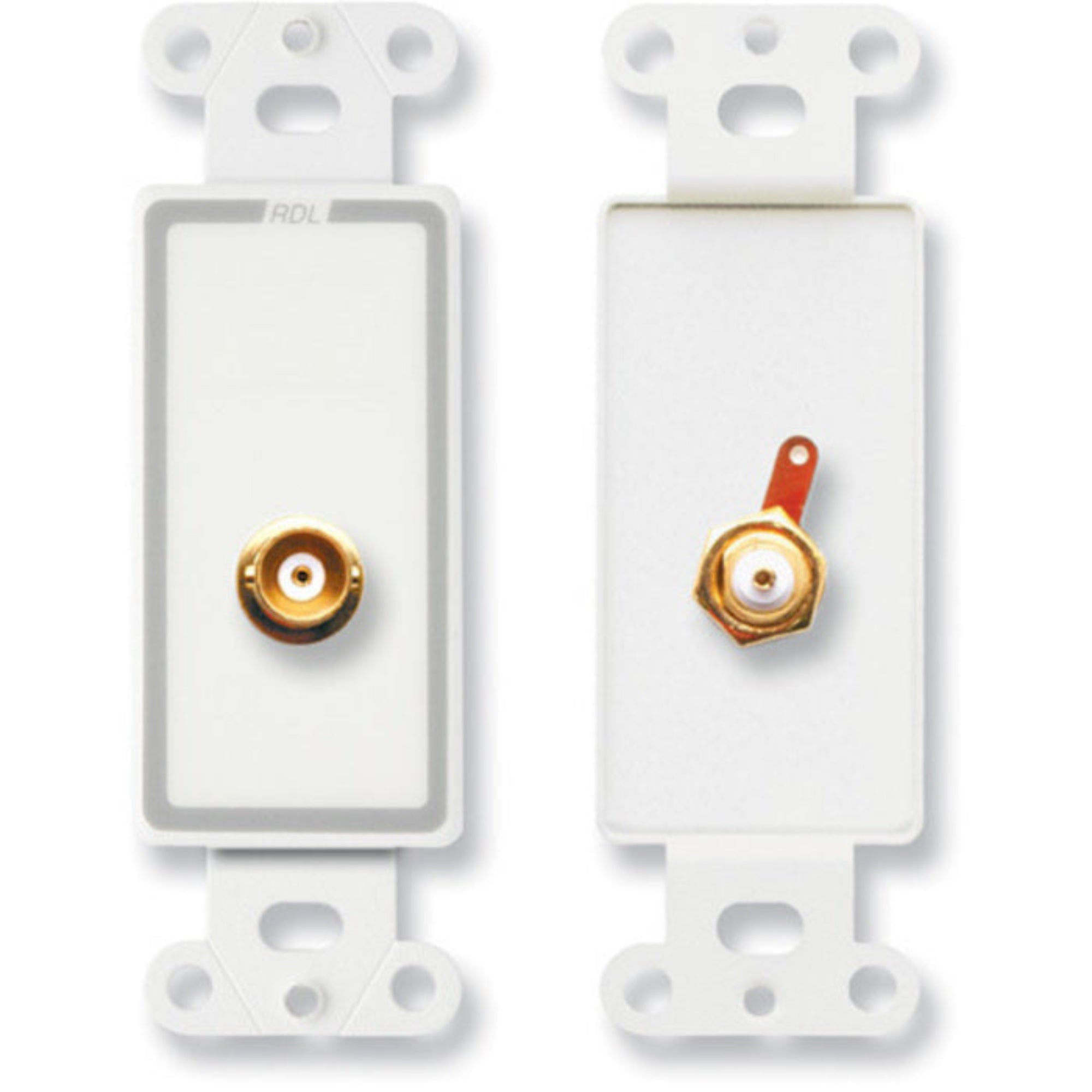 RDL D-BNC Female BNC Jack on Decora Plate (White)