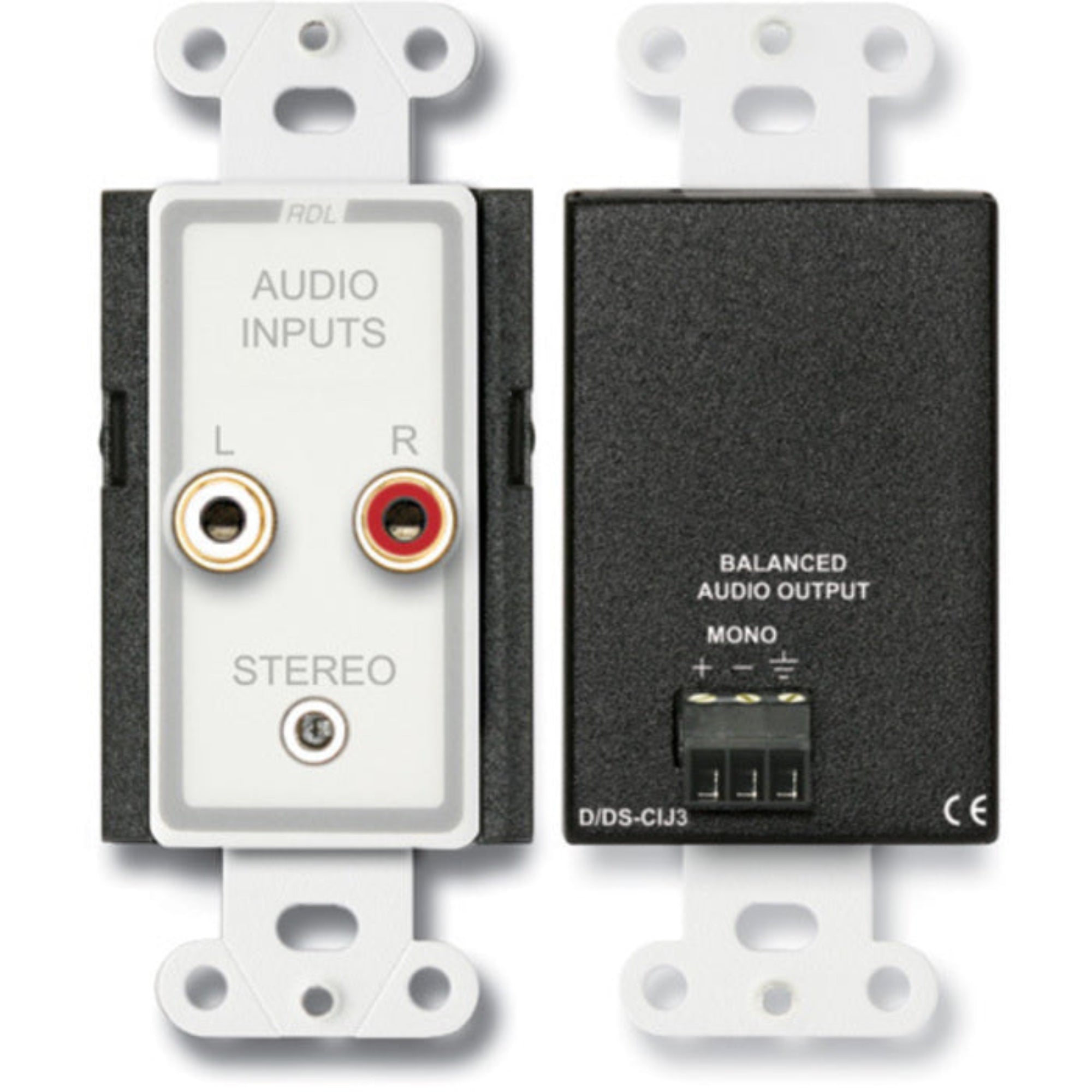 RDL D-CIJ3 Consumer Input Jacks Mono on Decora Plate (White)