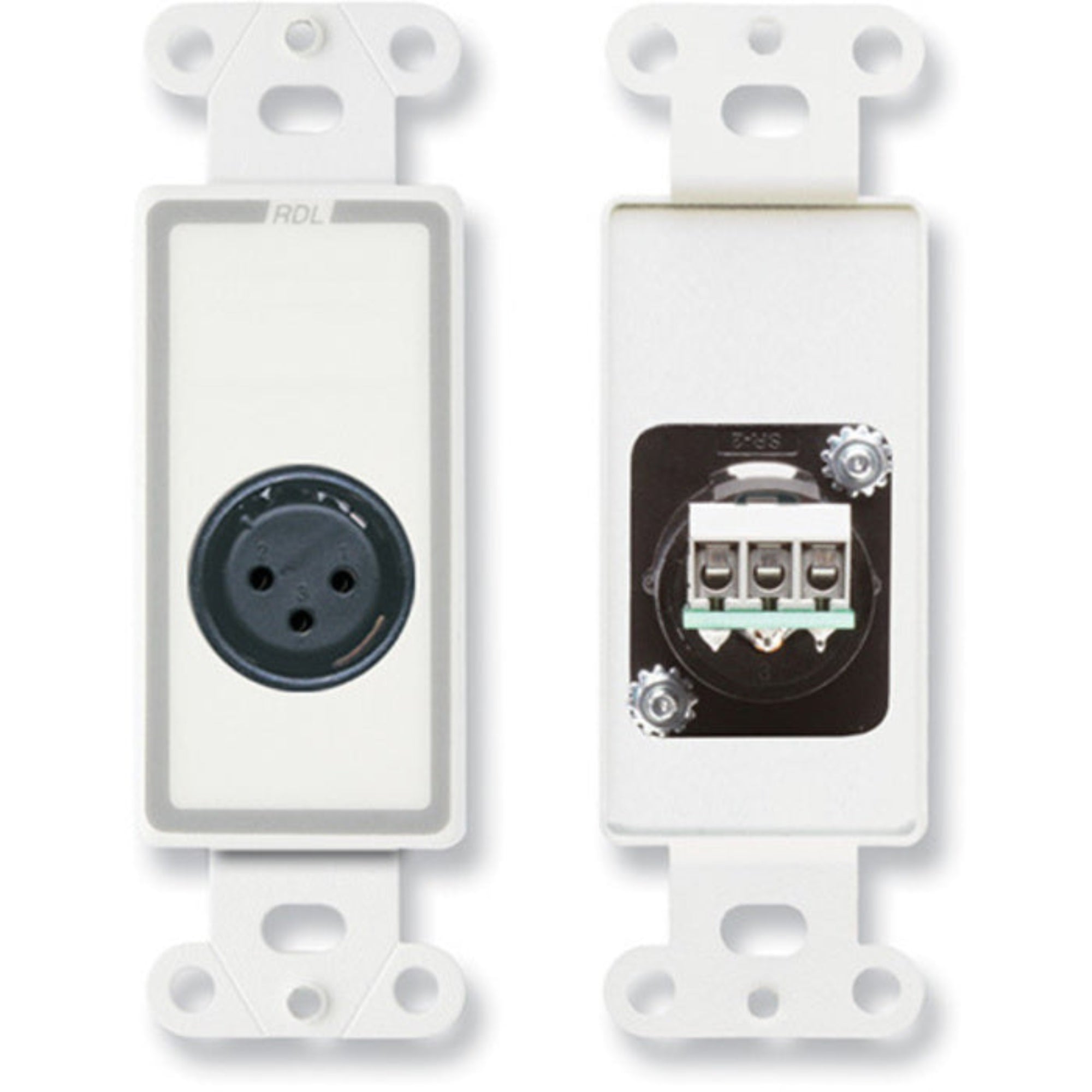 RDL D-XLR3F XLR 3-Pin Female Jack on Decora Plate (White)