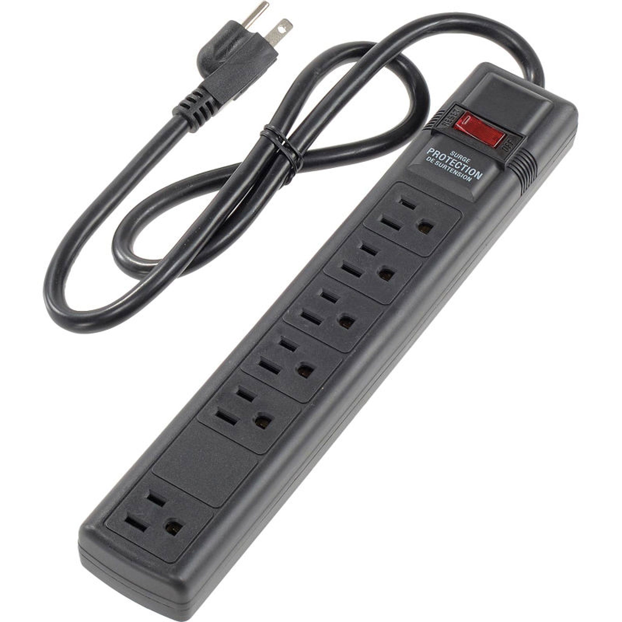 Milspec D155300BK-3 Century 6 Outlet Surge Strip 500J with 3' Cord (Black)