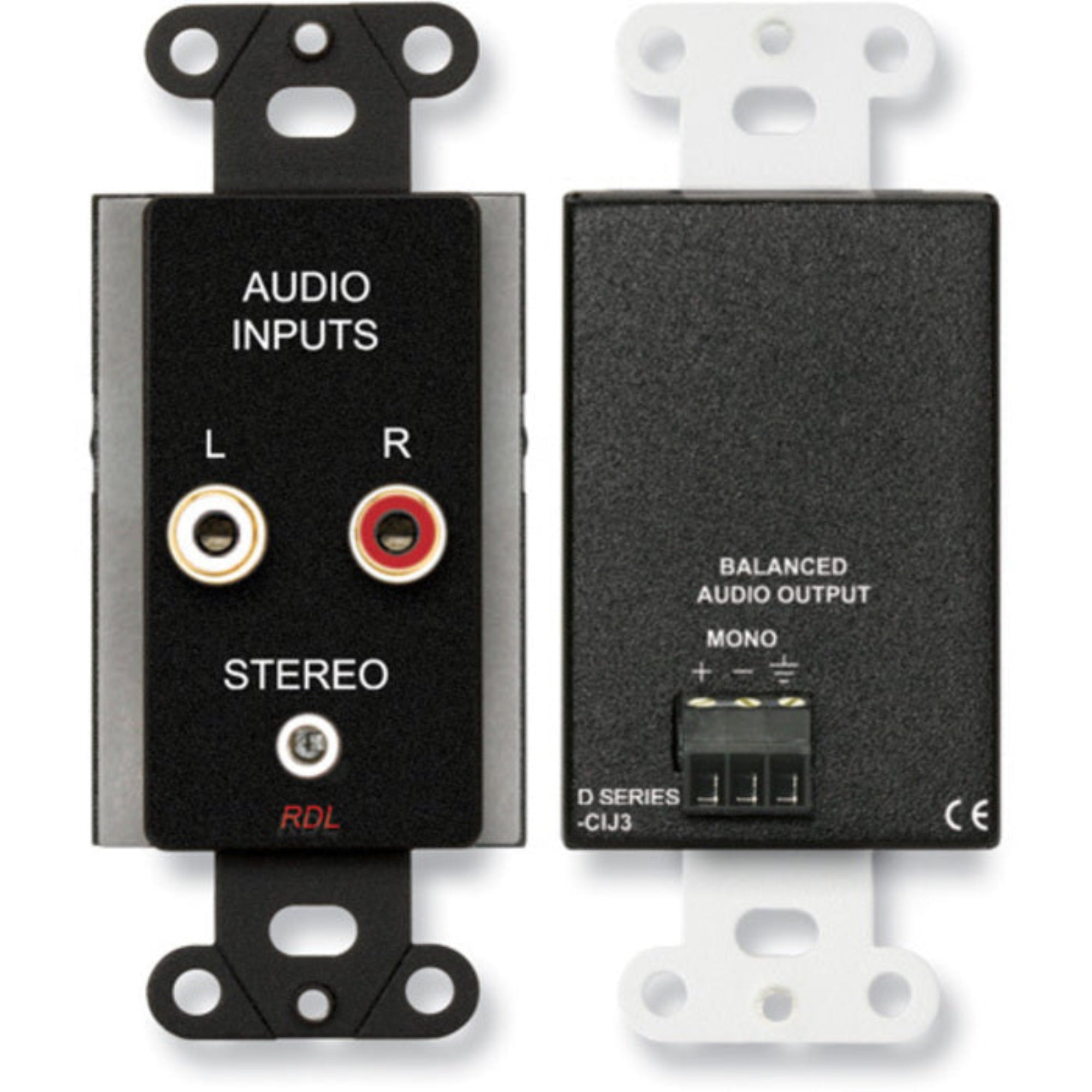 RDL DB-CIJ3 Consumer Input Jacks Mono on Decora Plate (Black)