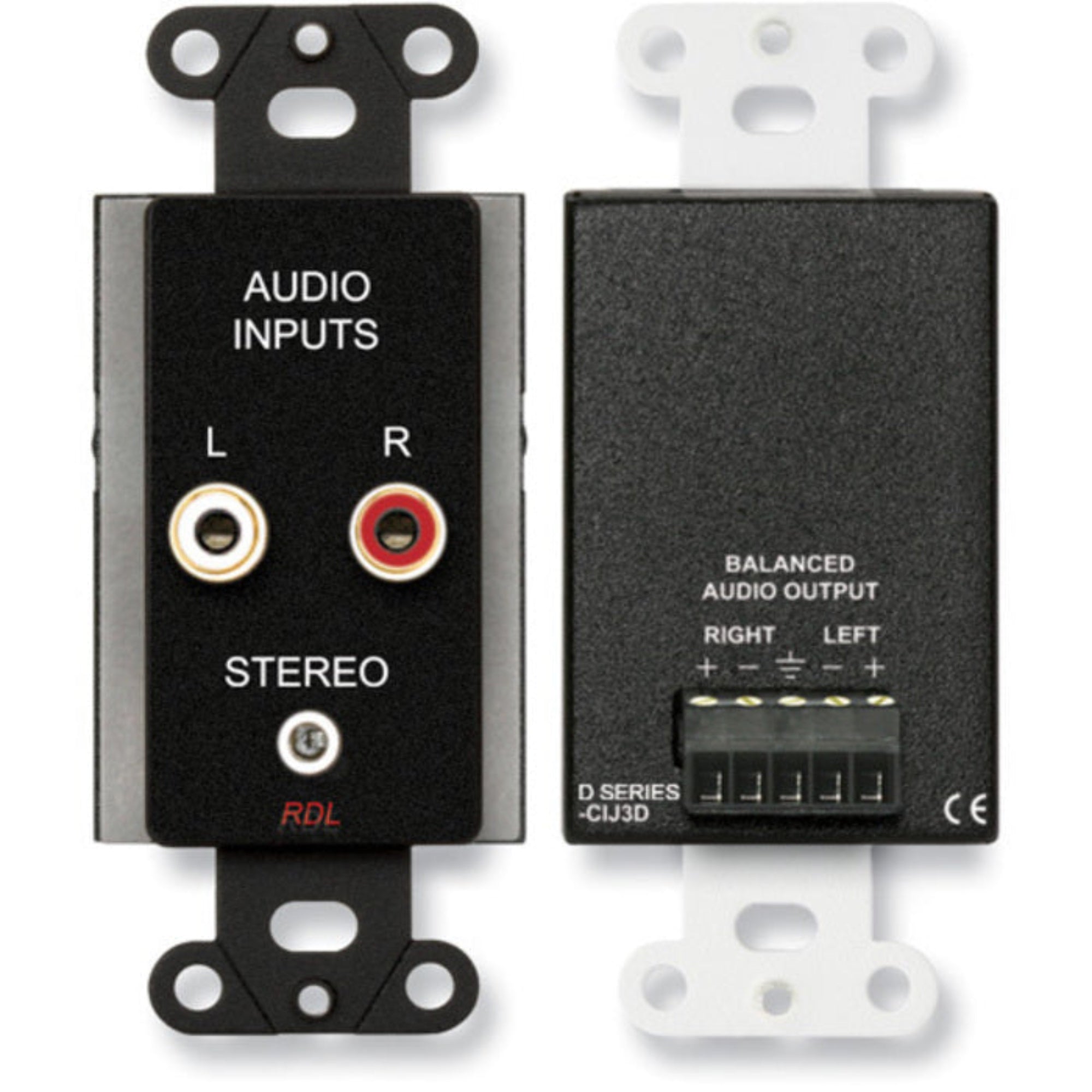 RDL DB-CIJ3D Consumer Input Jacks Stereo on Decora Plate (Black)