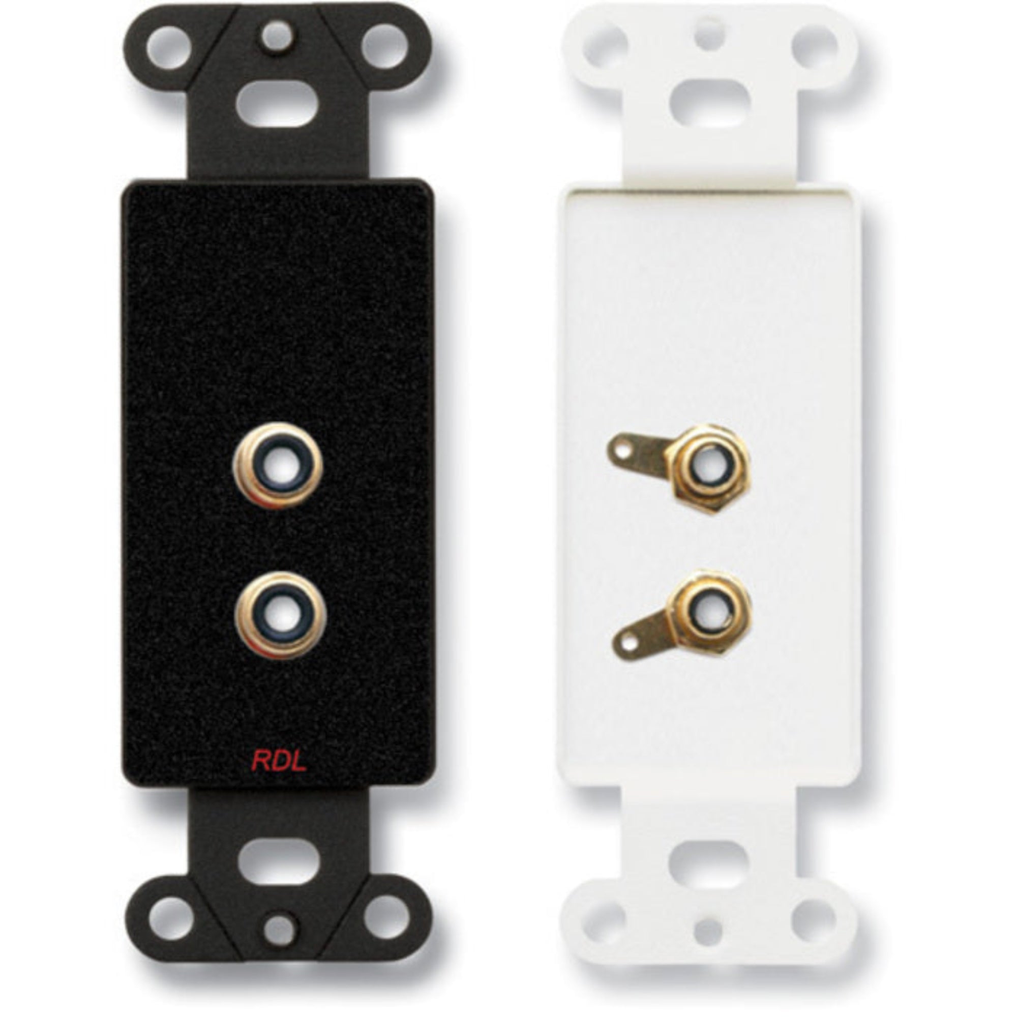 RDL DB-PHN2 Dual RCA Jacks Solder Type on Decora Plate (Black)