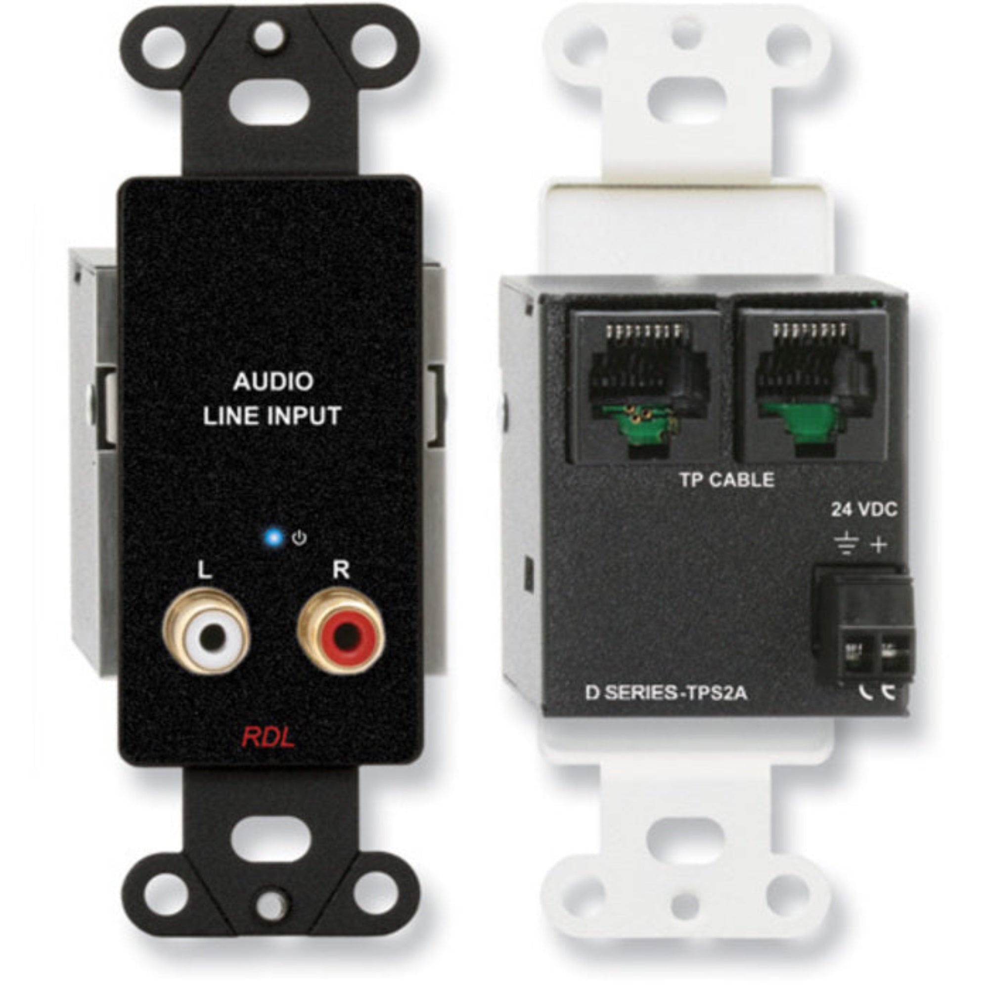 RDL DB-TPS2A Active Two-Pair Sender with RCA Input on Decora Plate (Black)
