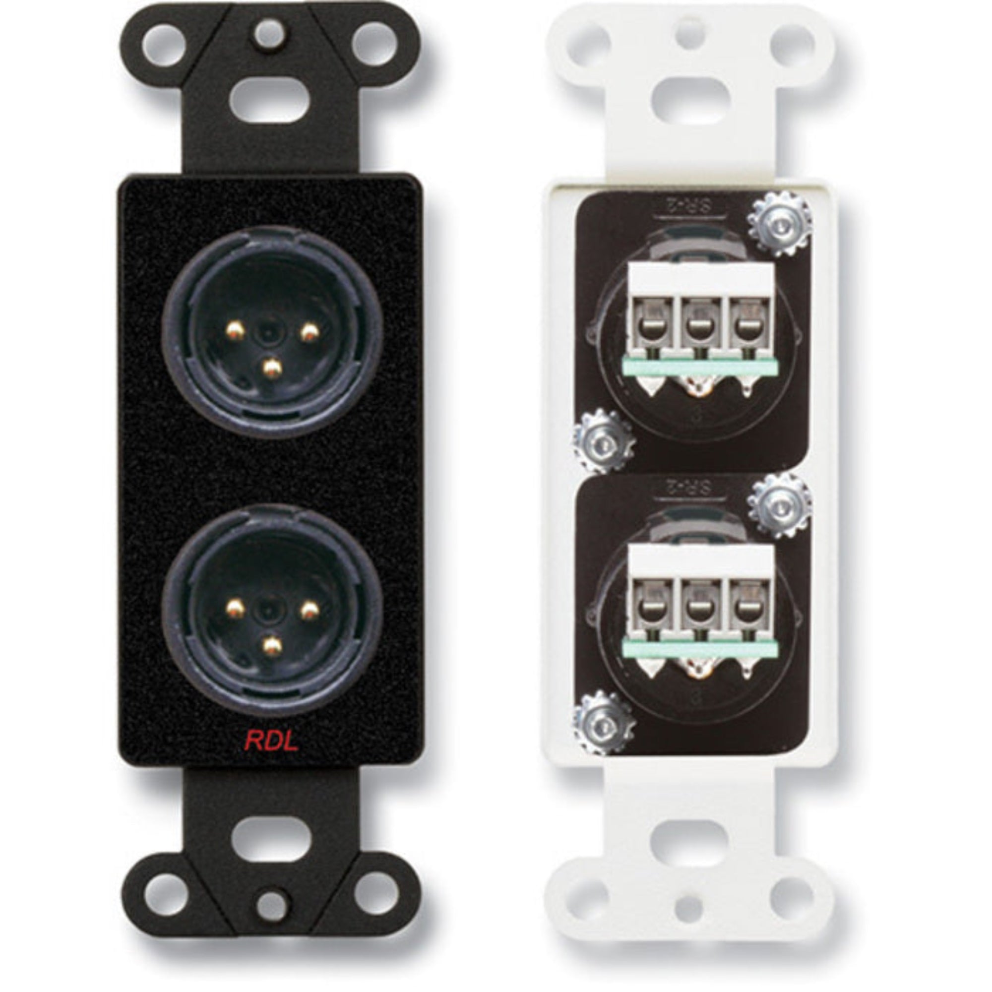 RDL DB-XLR2M Dual XLR 3-Pin Male Jacks on Decora Plate (Black)