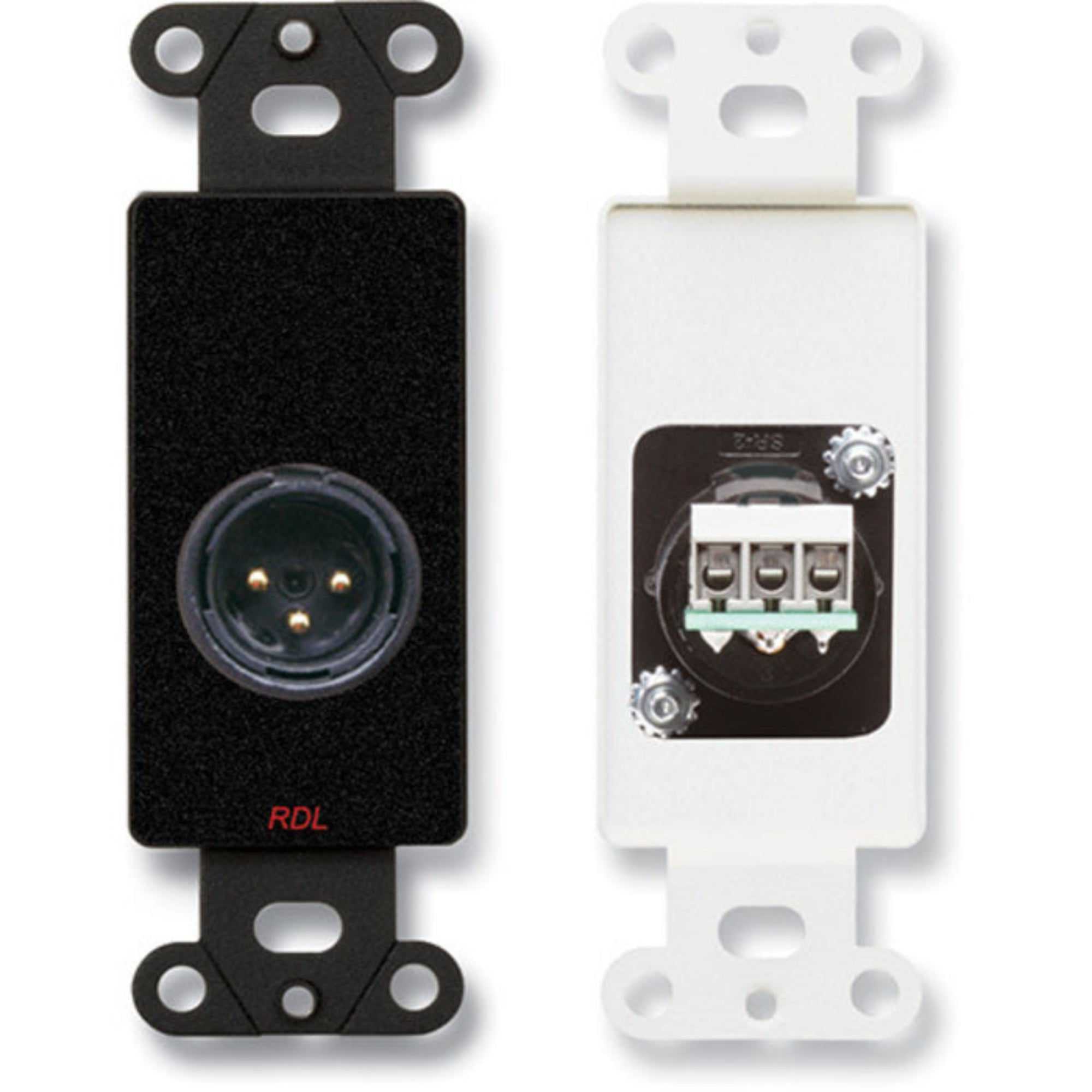 RDL DB-XLR3M XLR 3-Pin Male Jack on Decora Plate (Black)