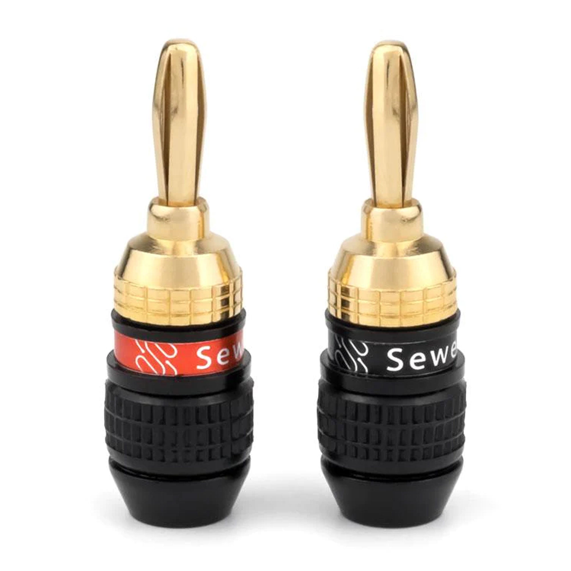 Sewell Deadbolt Gold Plated Compression Banana Plugs Bi-Wire Kit (2 Red & 2 Black)