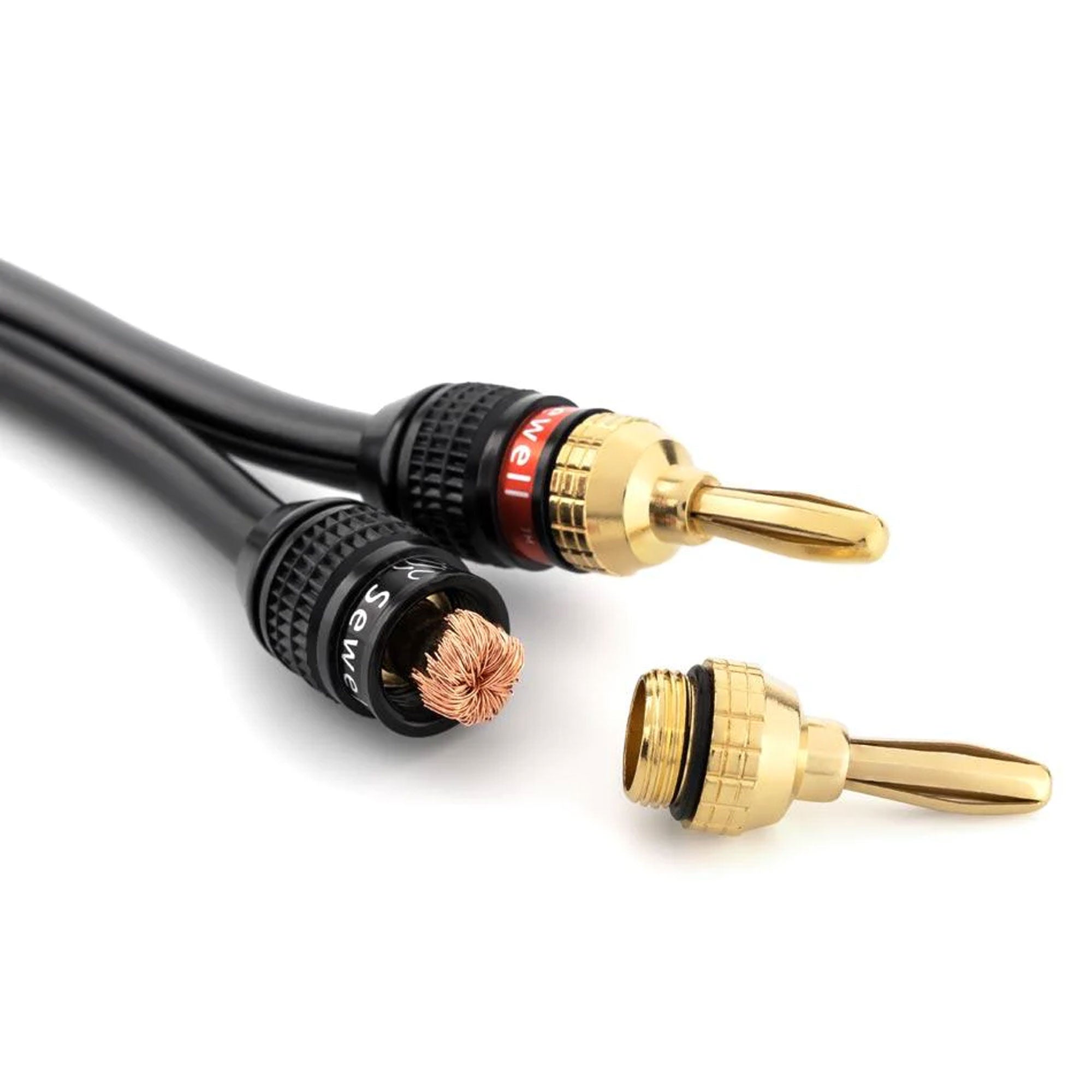 Sewell Deadbolt Gold Plated Compression Banana Plugs (1 Red & 1 Black)