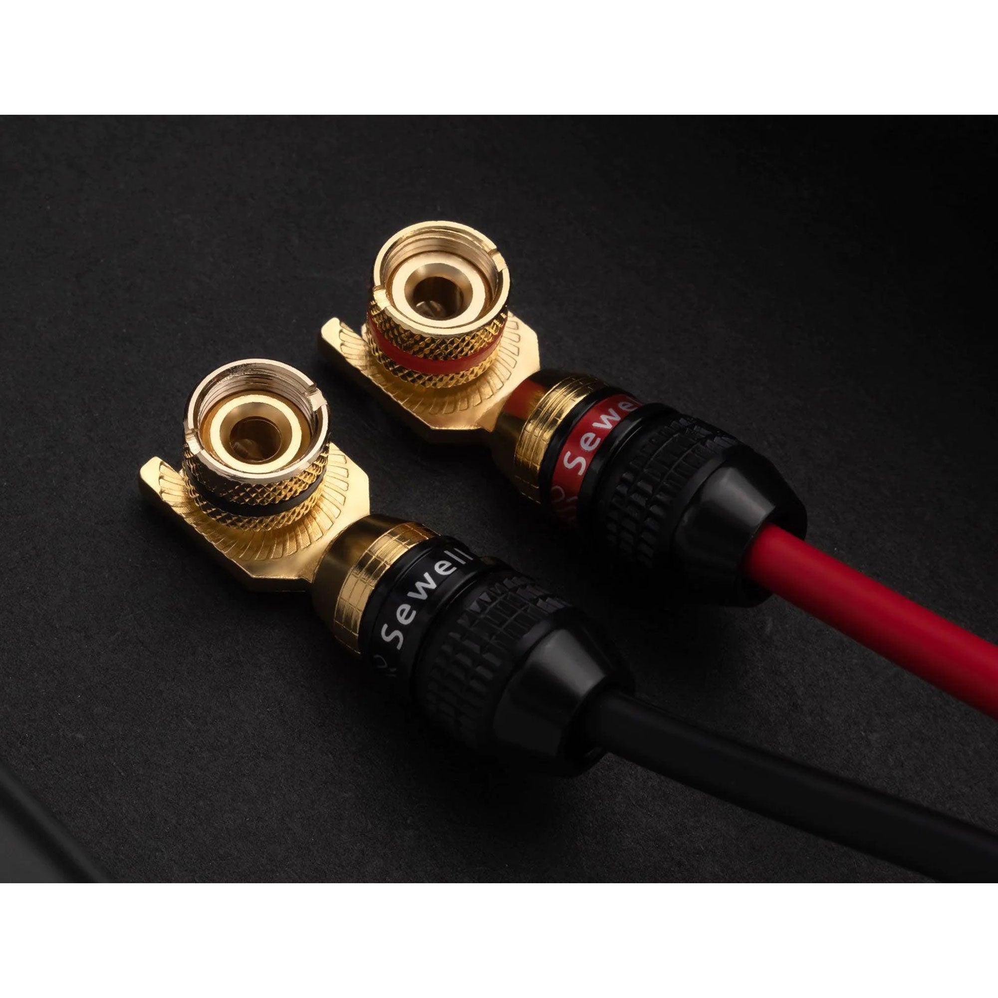 Sewell Deadbolt Gold Plated Compression 30 Degree Spade Plugs Box of 6 Pairs (6 Red & 6 Black)