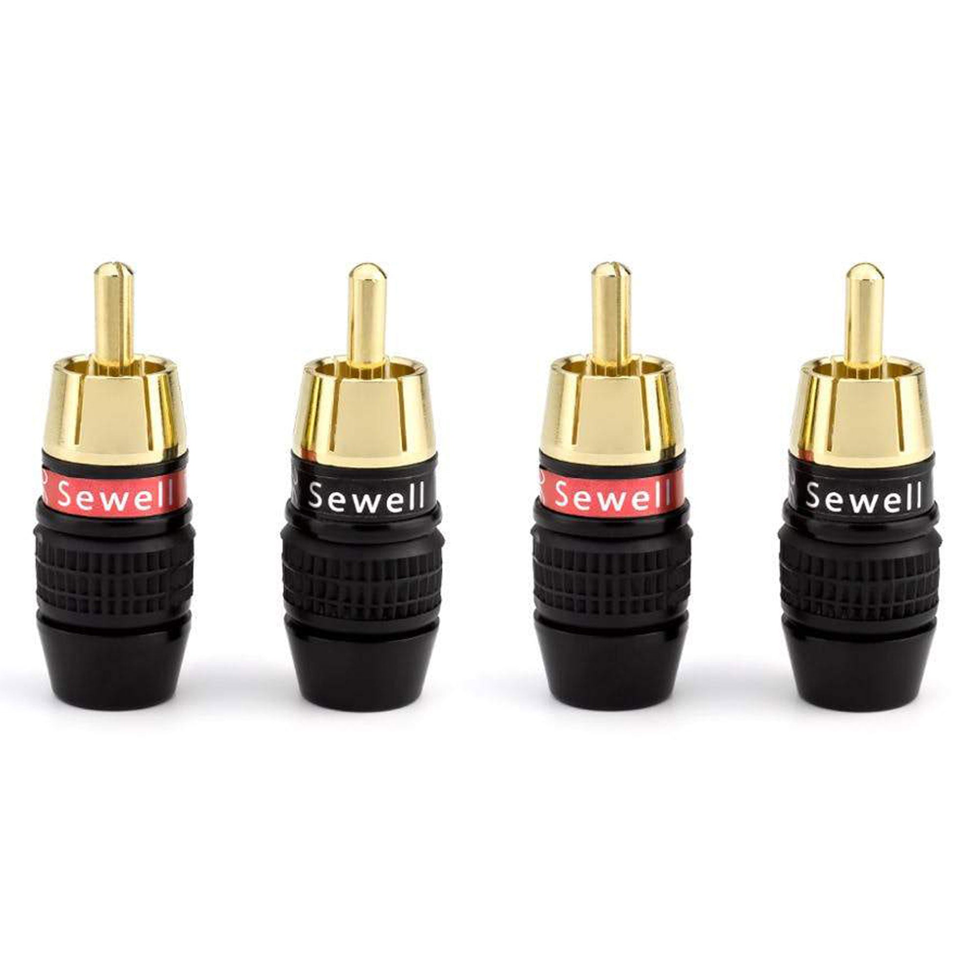 Sewell Deadbolt Gold Plated Compression RCA Plugs Bi-Wire Kit (2 Red & 2 Black)