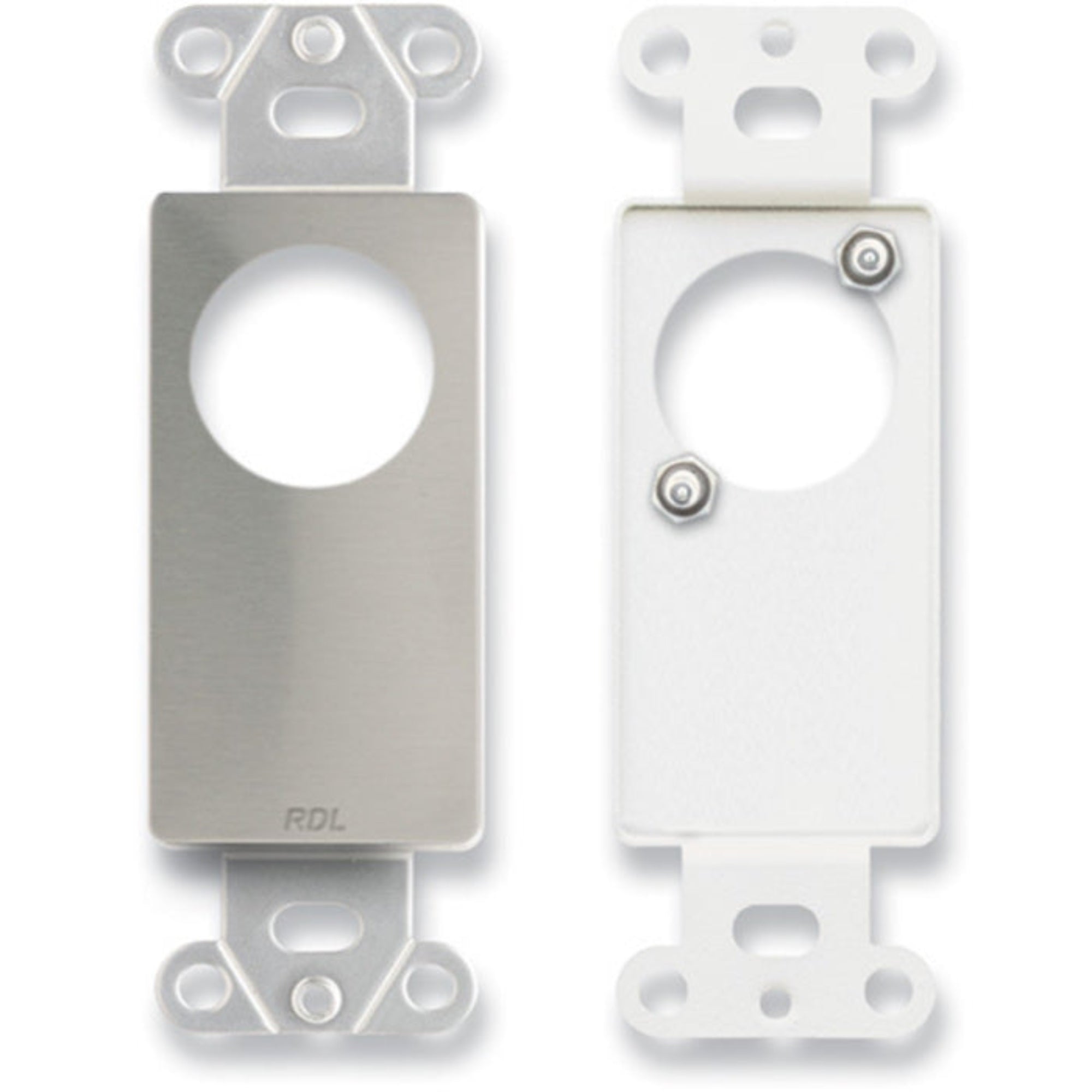 RDL DS-D1T Decora Plate Punched for Single Neutrik D-Shape Connector - Top Aligned (Stainless Steel)