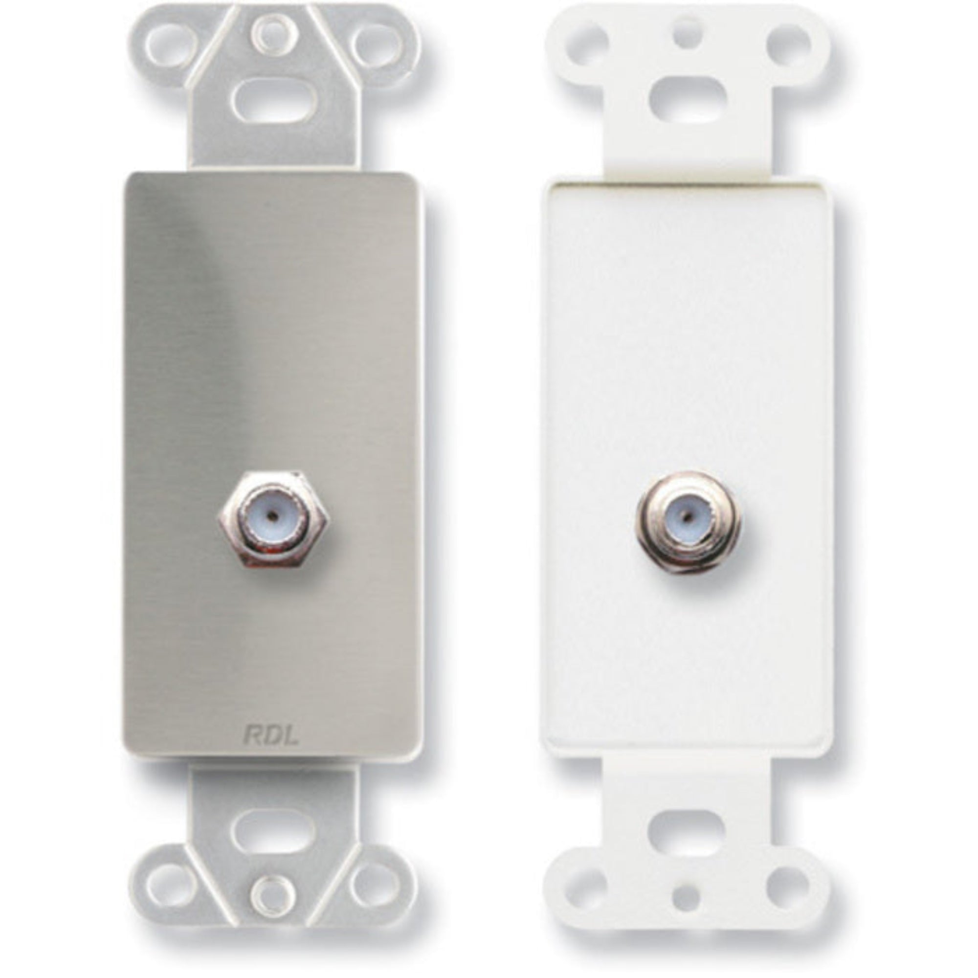 RDL DS-F Female Double-Type F Jack on Decora Plate (Stainless Steel)
