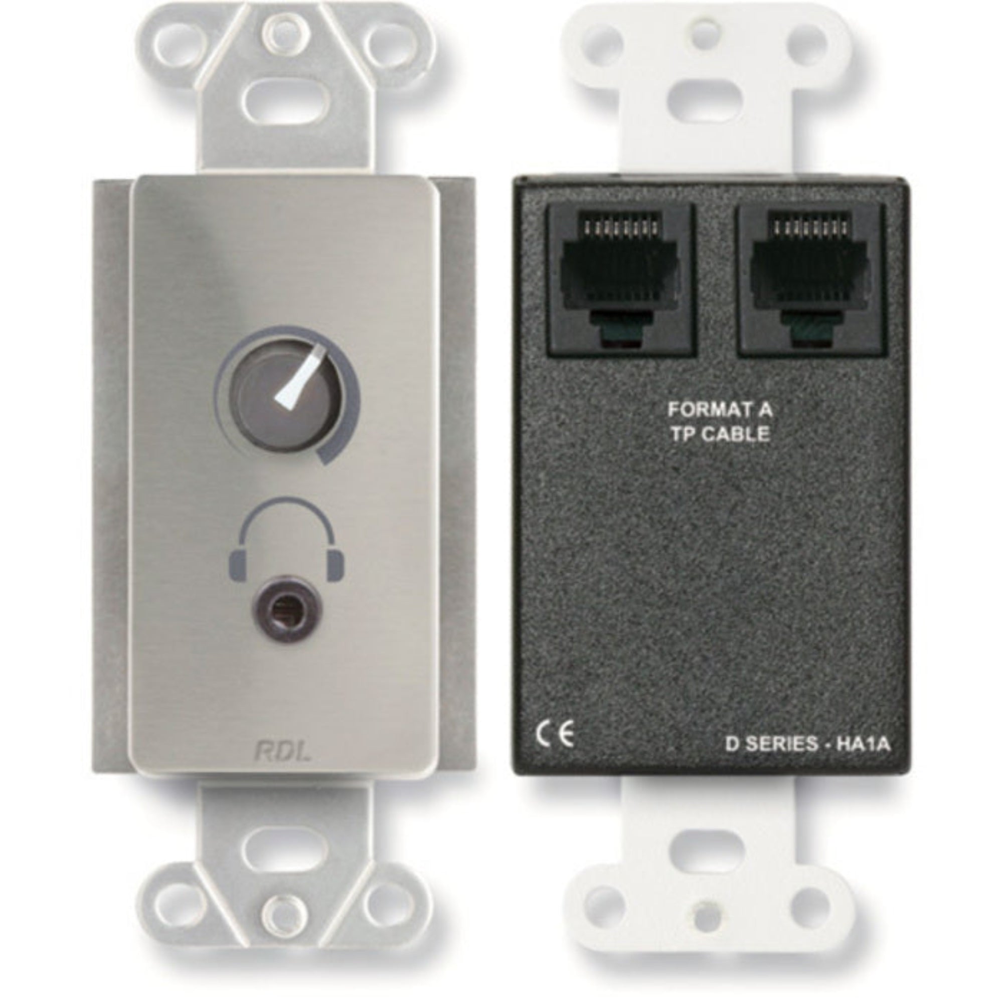 RDL DS-HA1A Format-A Stereo Headphone Amplifier on Decora Plate (Stainless Steel)