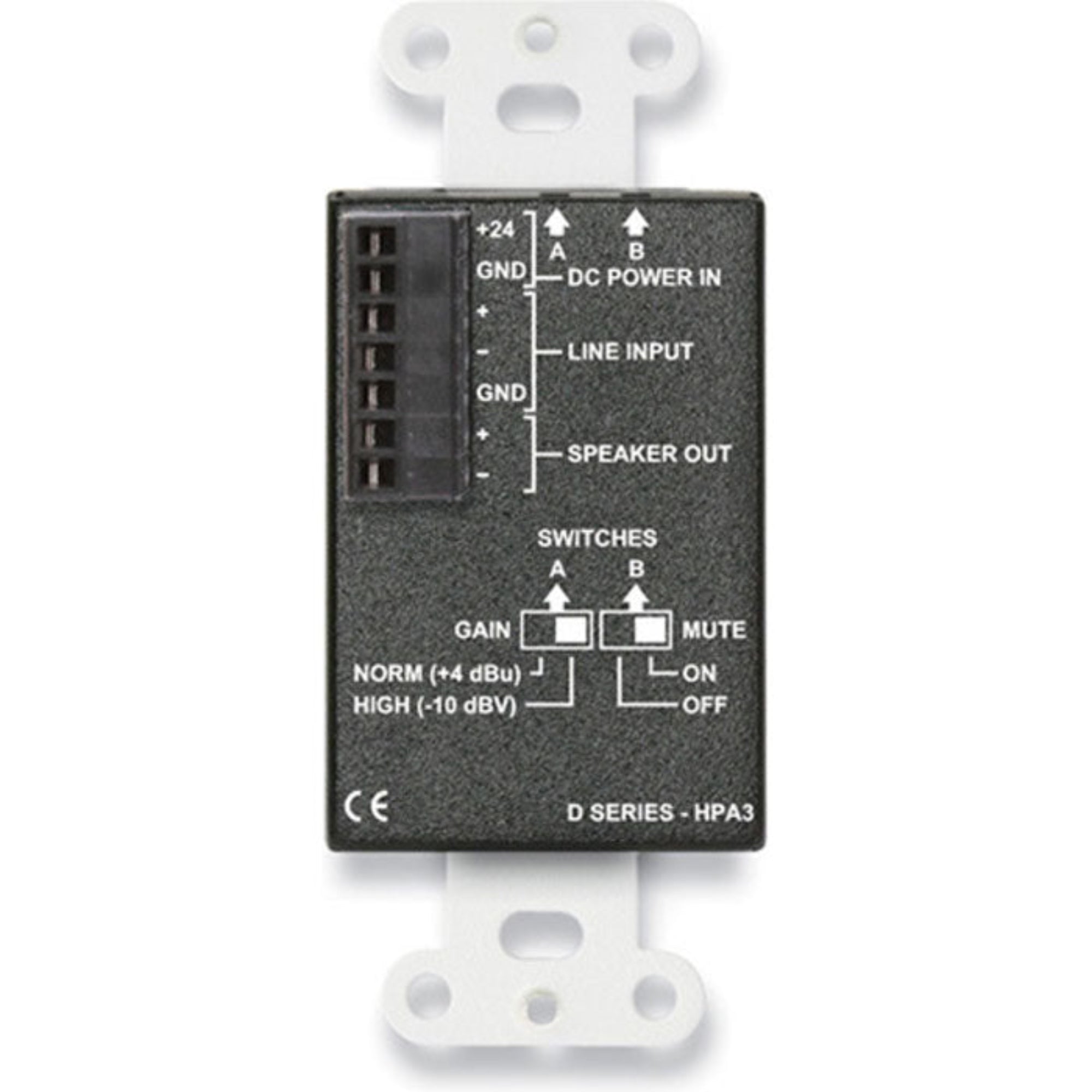 RDL DS-HPA3 3.5 Watt Audio Power & Headphone Amp on Decora Plate (Stainless Steel)