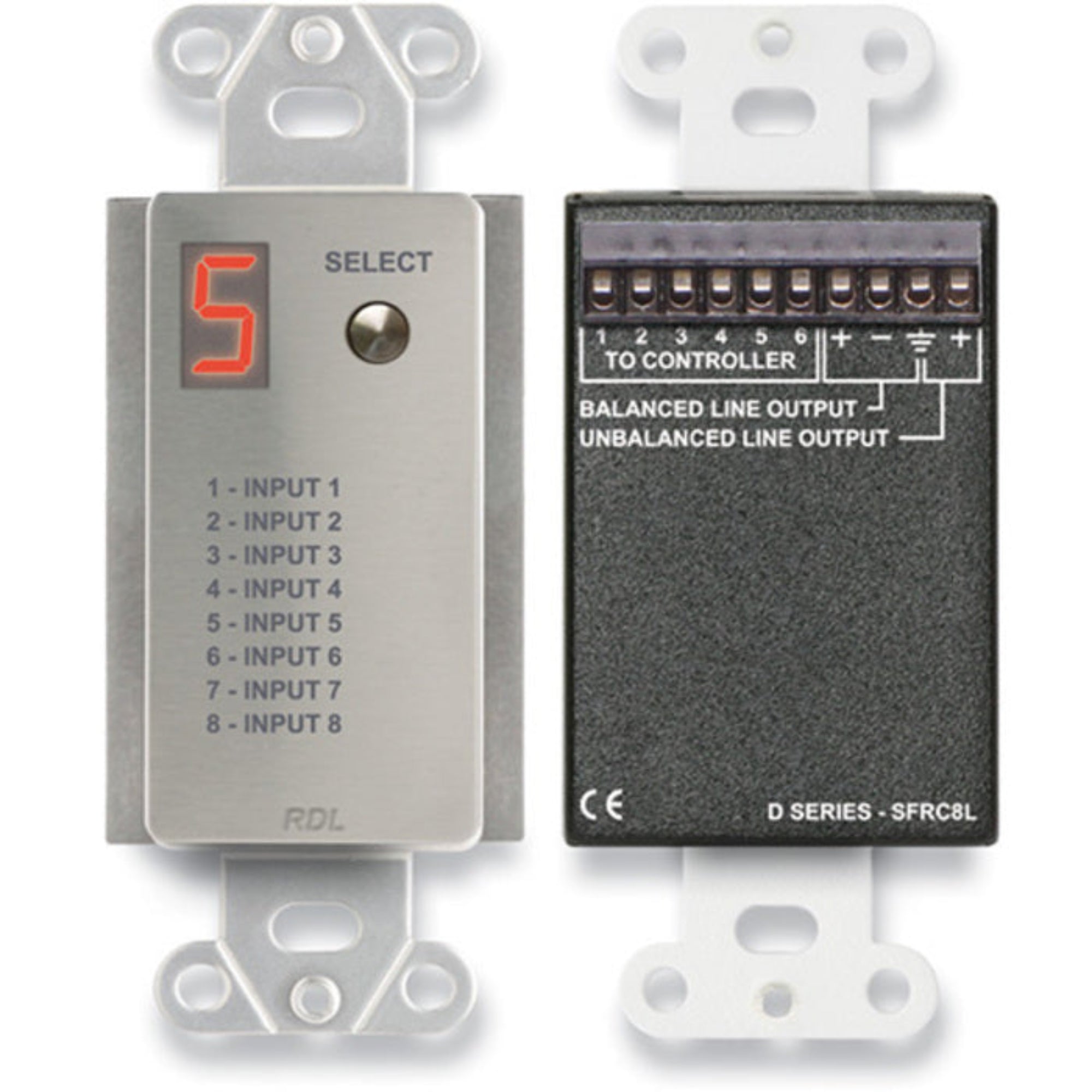 RDL DS-SFRC8L Audio Selector for SourceFlex on Decora Plate (Stainless Steel)