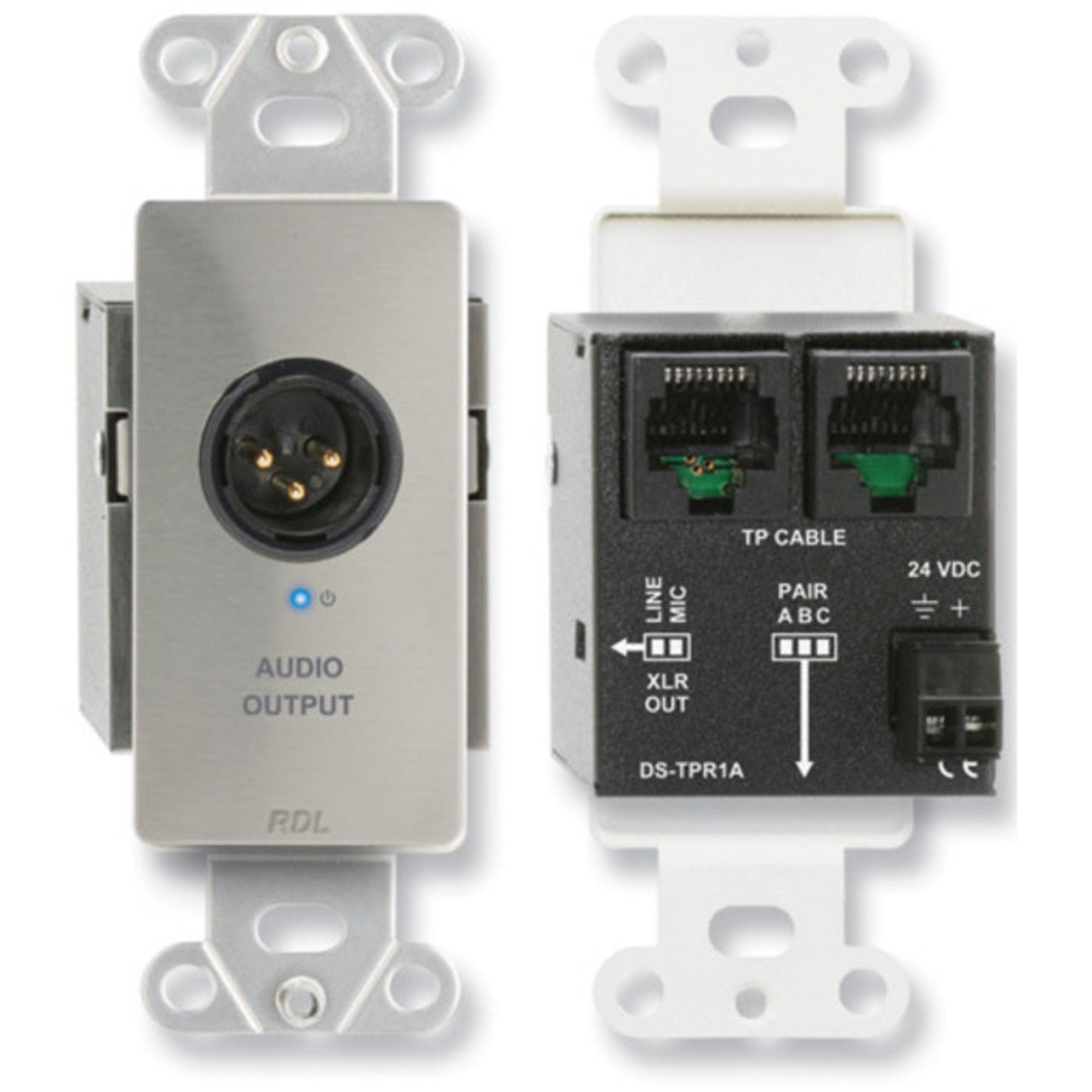 RDL DS-TPR1A Active Single-Pair Receiver on Decora Plate (Stainless Steel)