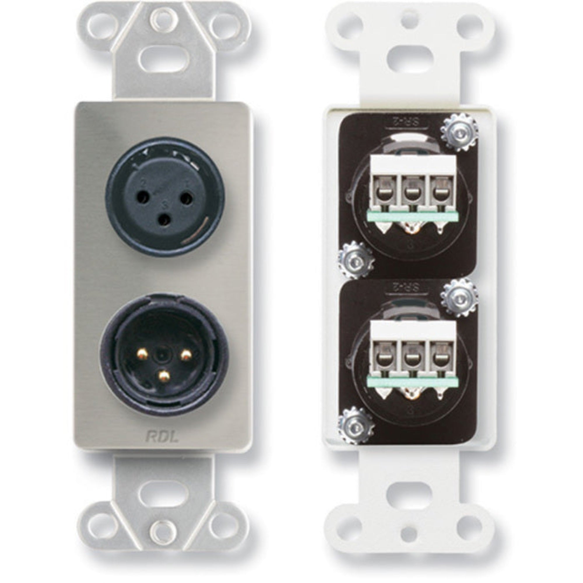RDL DS-XLR2 XLR 3-Pin Female & 3-Pin Male on Decora Plate (Stainless Steel)