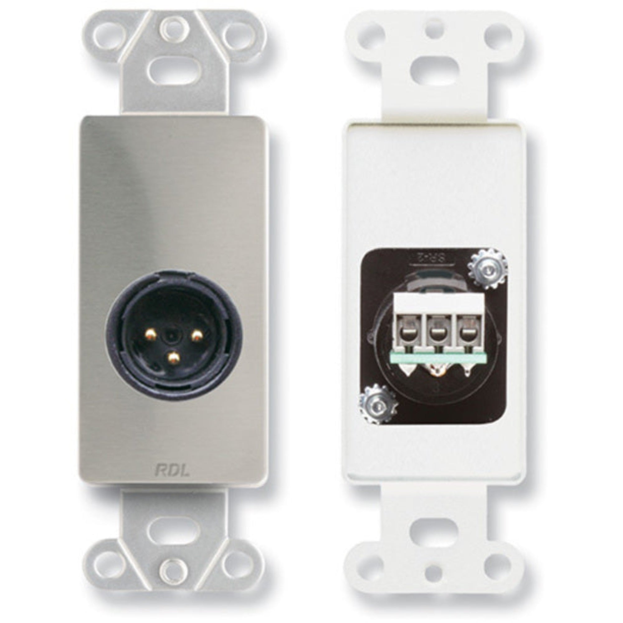 RDL DS-XLR3M XLR 3-Pin Male Jack on Decora Plate (Stainless Steel)