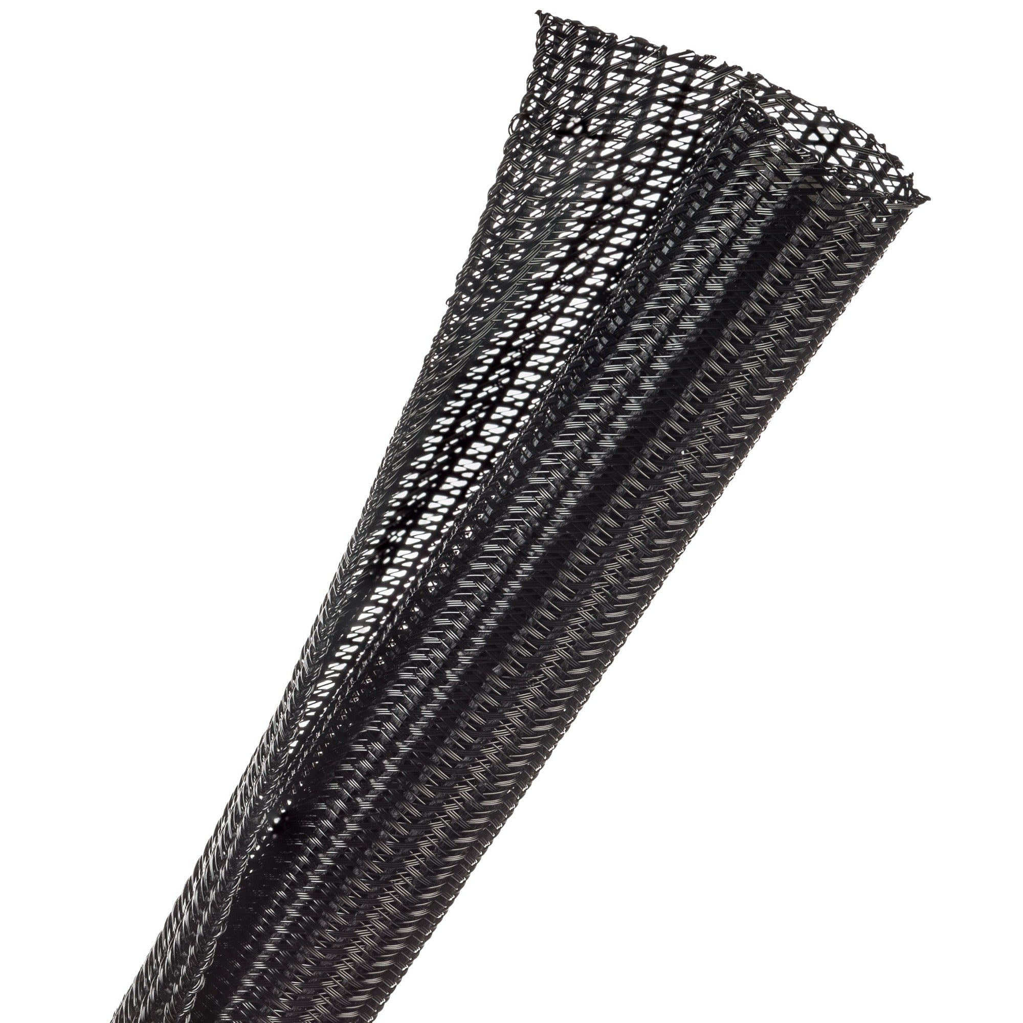 Techflex Flexo F6 Split, Semi-Rigid Braided Sleeving (3/4" Black, 100' Box)
